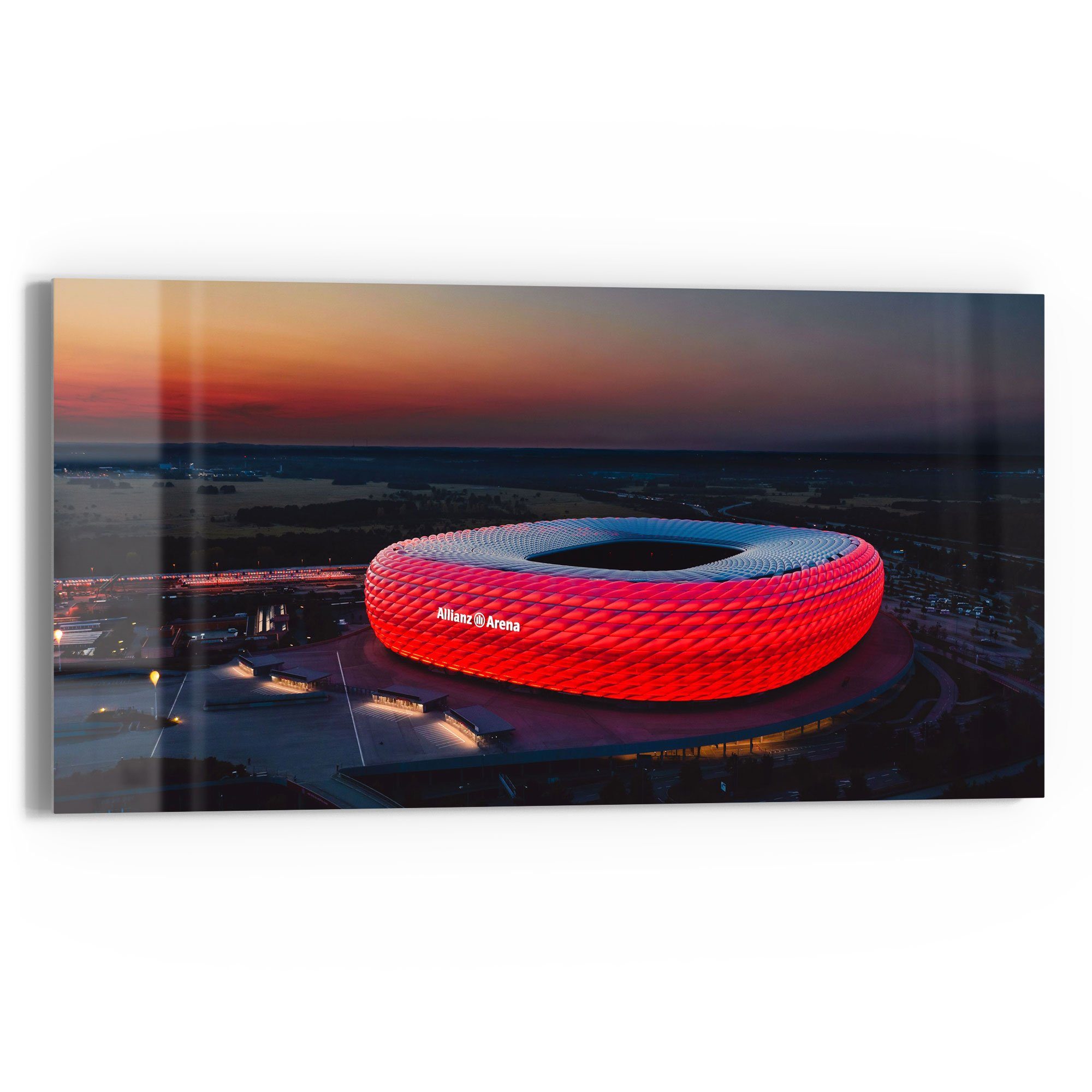 DEQORI Glasbild 'Allianz Arena, München', 'Allianz Arena, München', Glas Wandbild Bild schwebend modern