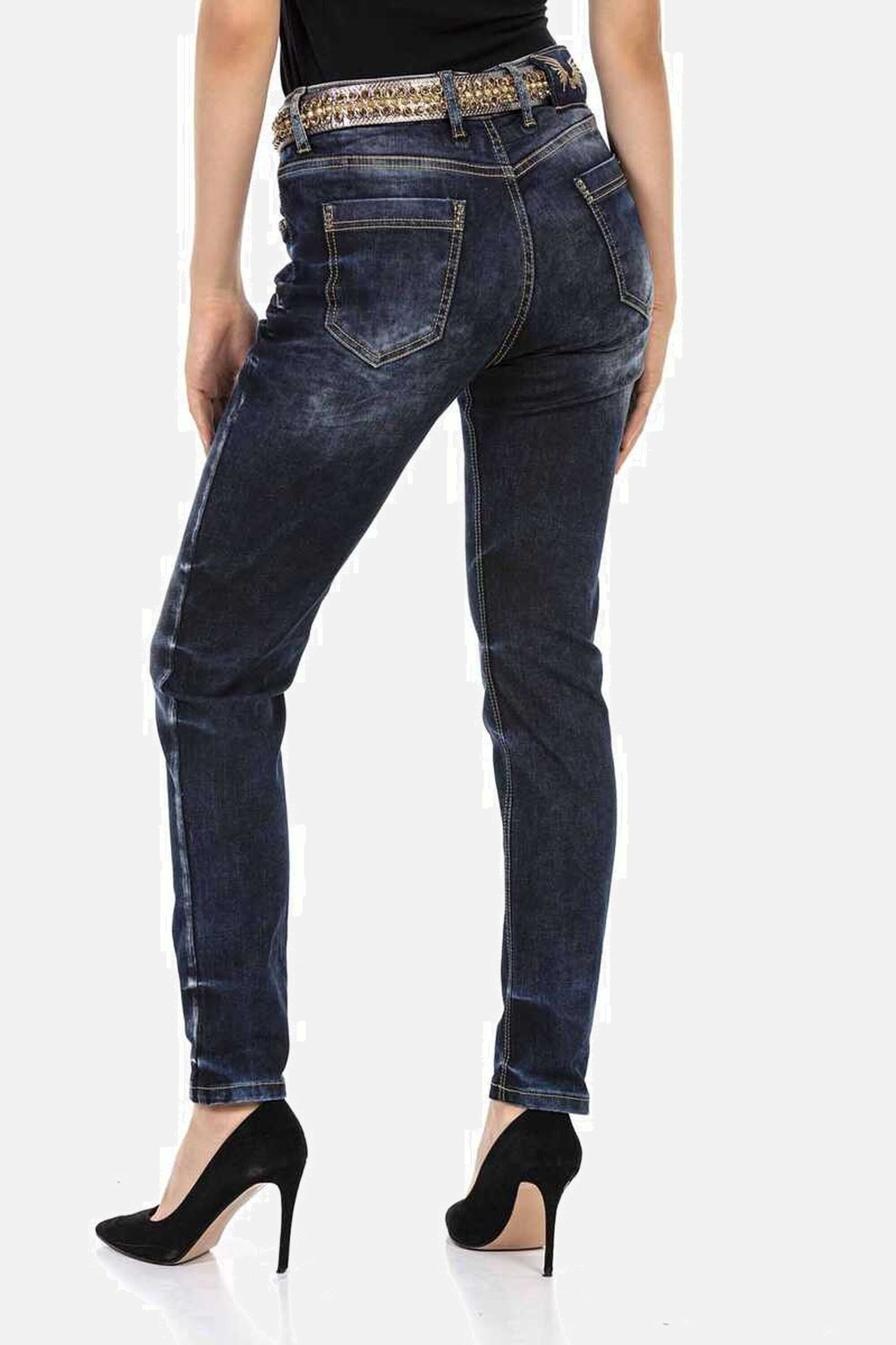 Cipo & Baxx Slim-fit-Jeans Jeans Mit glänzenden Nieten, WD465