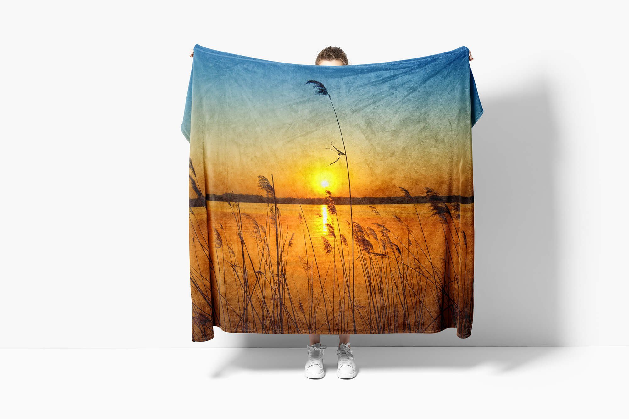 Kuscheldecke Saunatuch Handtücher Strandhandtuch Sonnenunterg, Sinus Fotomotiv Natur Handtuch Handtuch mit (1-St), Baumwolle-Polyester-Mix Art