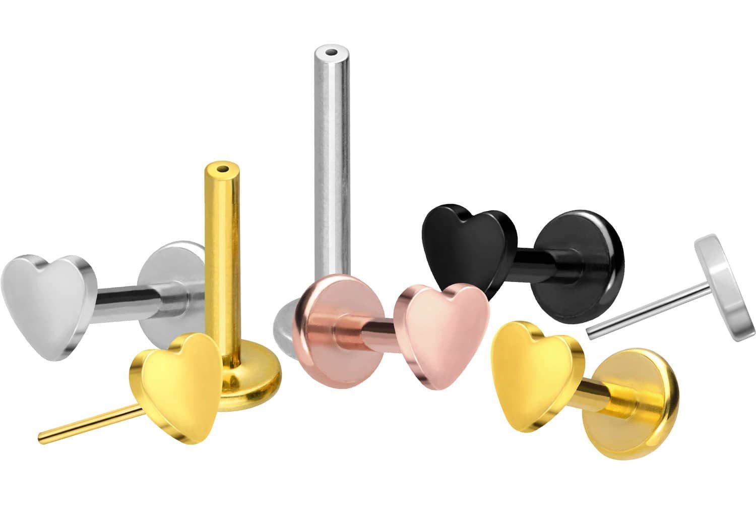 PIERCINGLINE Piercing-Set Titan Labret mit Push Fit HERZ (Labrets, 1-tlg) günstig online kaufen