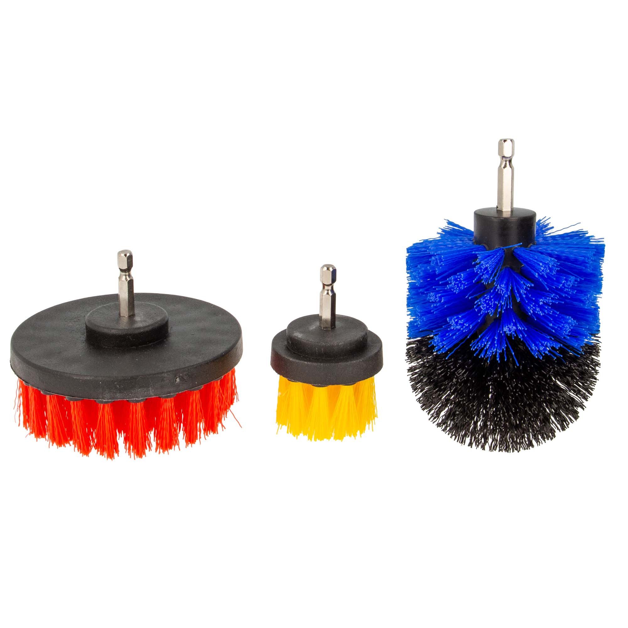MASTERPROOF PROFESIONAL Reinigungsbürsten-Set Bürstenaufsatz, 3-teilig, mit Sechskantaufnahme - für Bohrmaschine