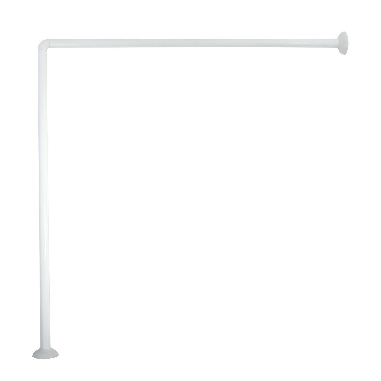 MSV Duschvorhangstange Winkelstange, Ø 25 mm, Fixmaß, verschraubt, verschraubt, Aluminium, Eck-Duschvorhangstange, rostfreies Aluminium, zum Verschrauben, weiß Hochglanz, 80 x 80 cm