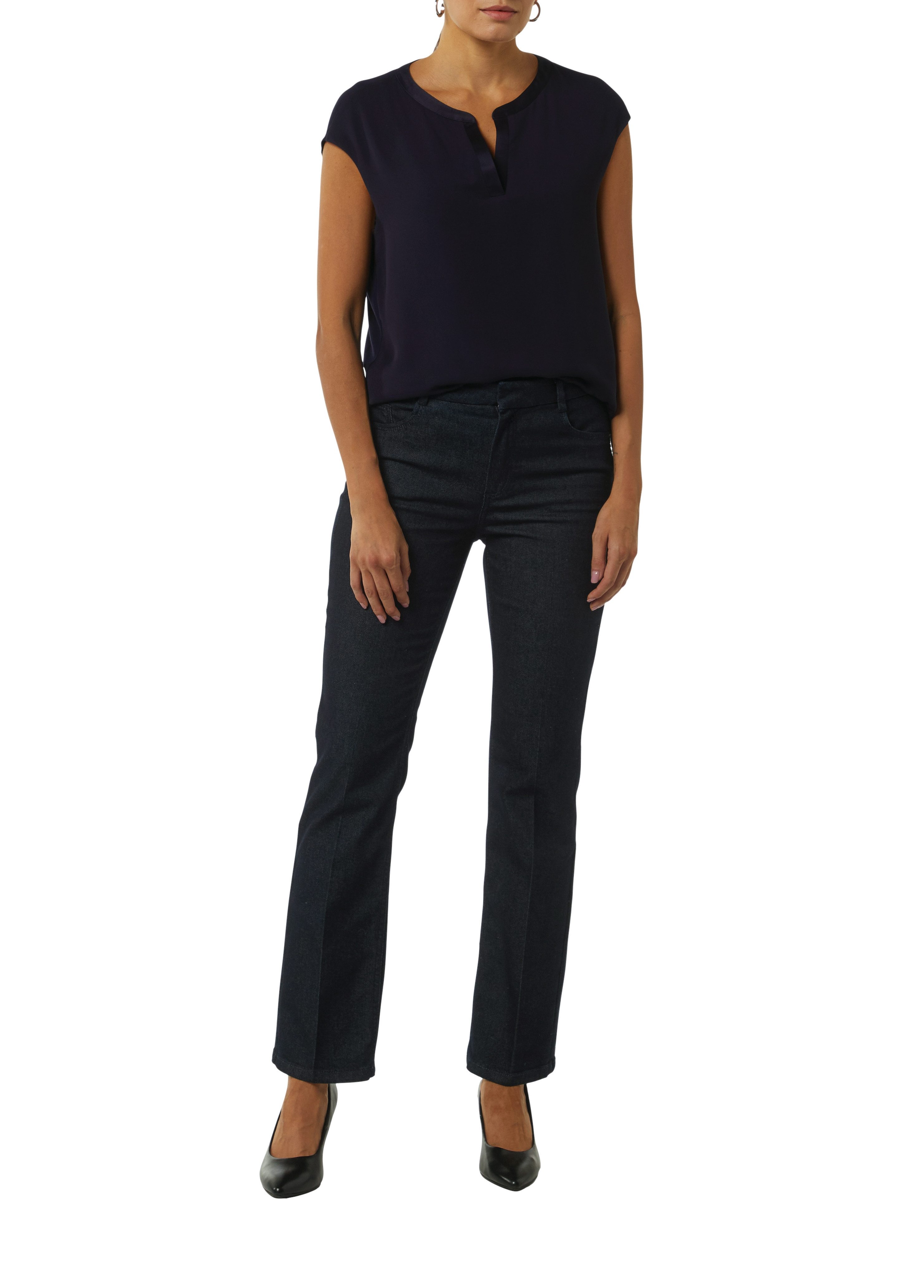 comma Blusenshirt mit geschlitztem Rundhals, Satin-Optik günstig online kaufen