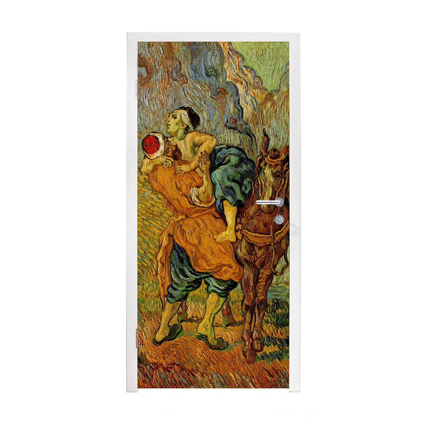 MuchoWow Türtapete Der barmherzige Samariter - Vincent van Gogh, Matt, bedruckt, (1 St), Fototapete für Tür, Türaufkleber, 75x205 cm