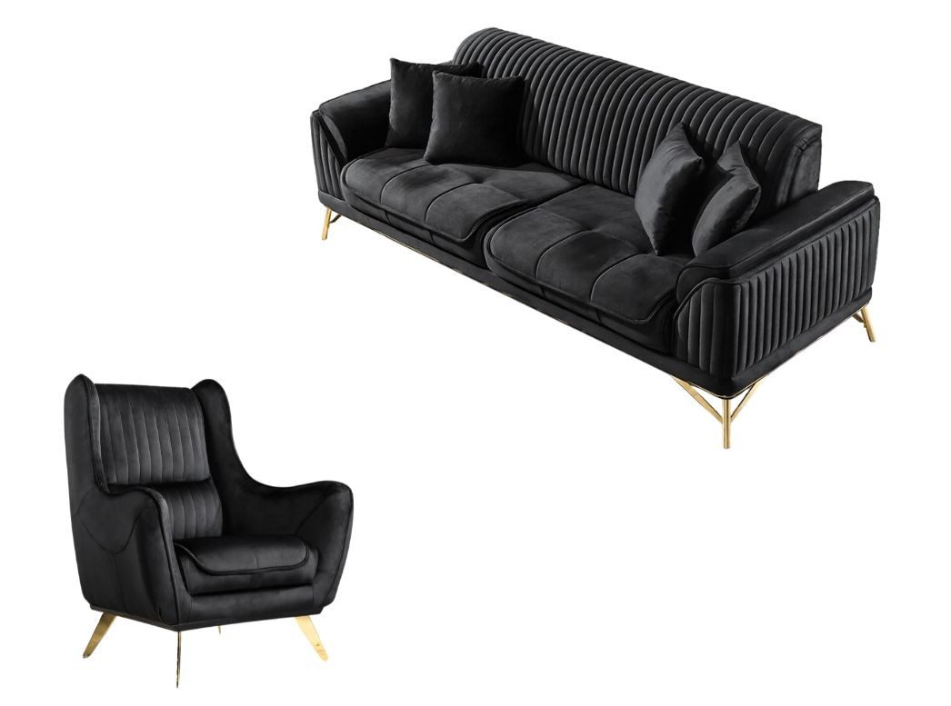 Villa Möbel Polstergarnitur Bond, (Set, Set besteht aus: 3 Sitzer+Sessel), mit Relax-/Bettfunktion durch umklappbare Rückenlehne