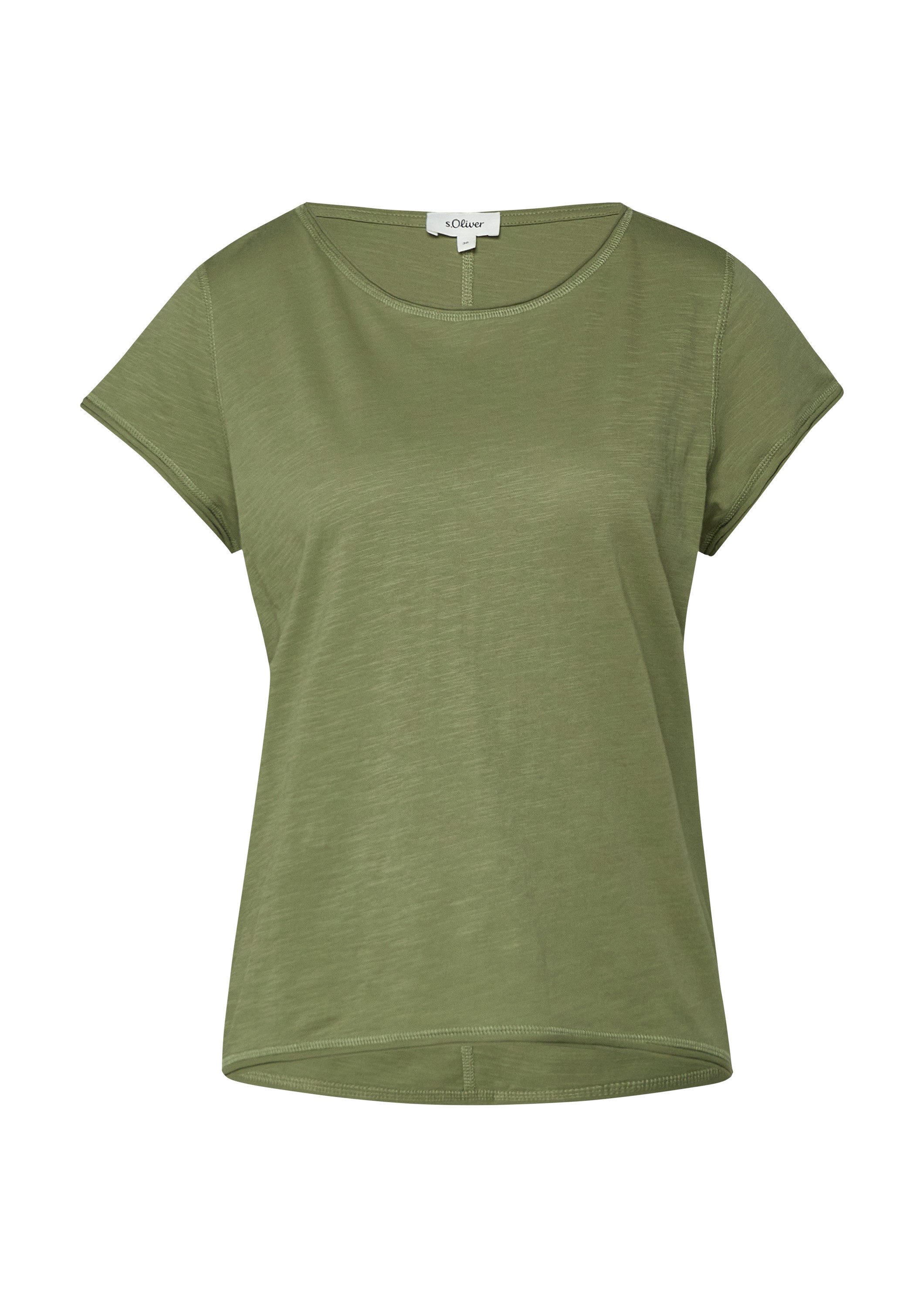 s.Oliver Kurzarmshirt T-Shirt T-Shirt mit Rollkanten und Flammgarnstruktur günstig online kaufen
