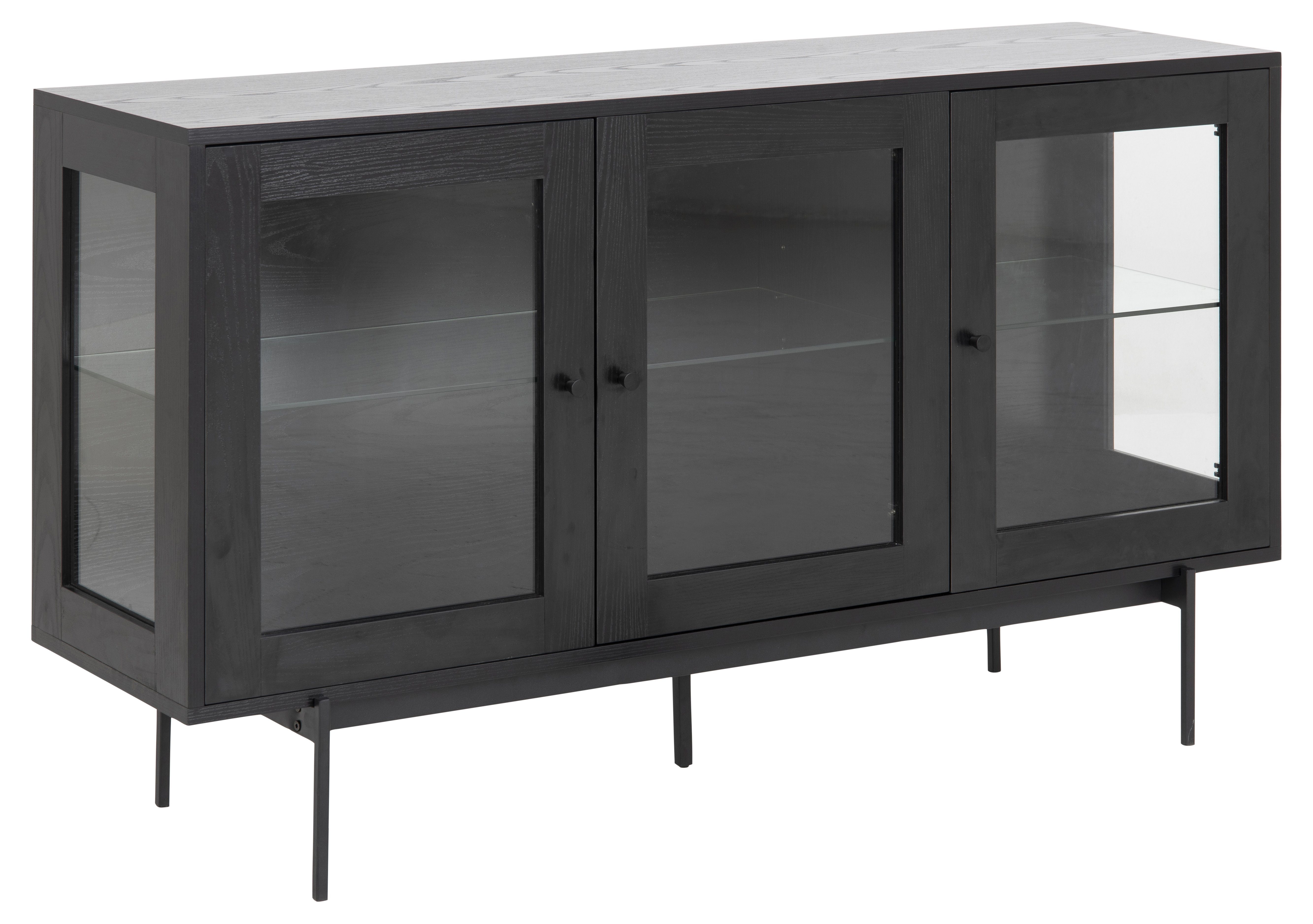 ebuy24 Sideboard Angus Sideboard mit 3 Glastüren schwarz.