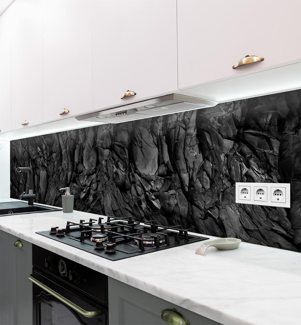 MyMaxxi Dekorationsfolie Küchenrückwand schwarzer Stein selbstklebend  Spritzschutz Folie