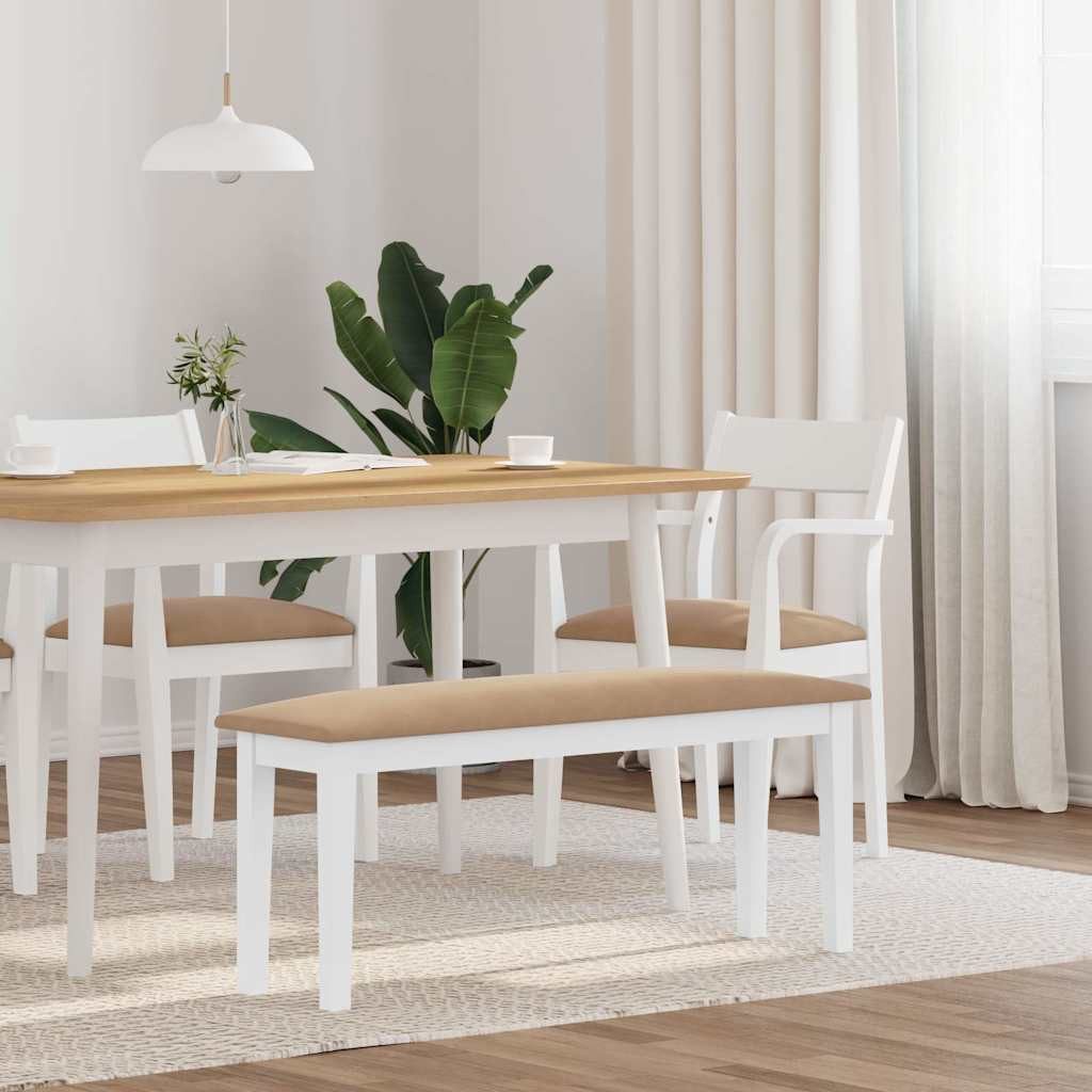 vidaXL Essbank Bank 110 cm Weiß Massivholz Gummibaum