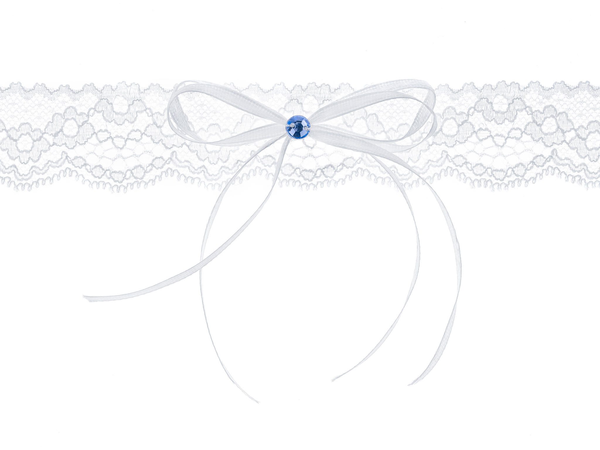 partydeco Strumpfband, Strumpfband zur Hochzeit mit Schleife & Strassstein Weiß