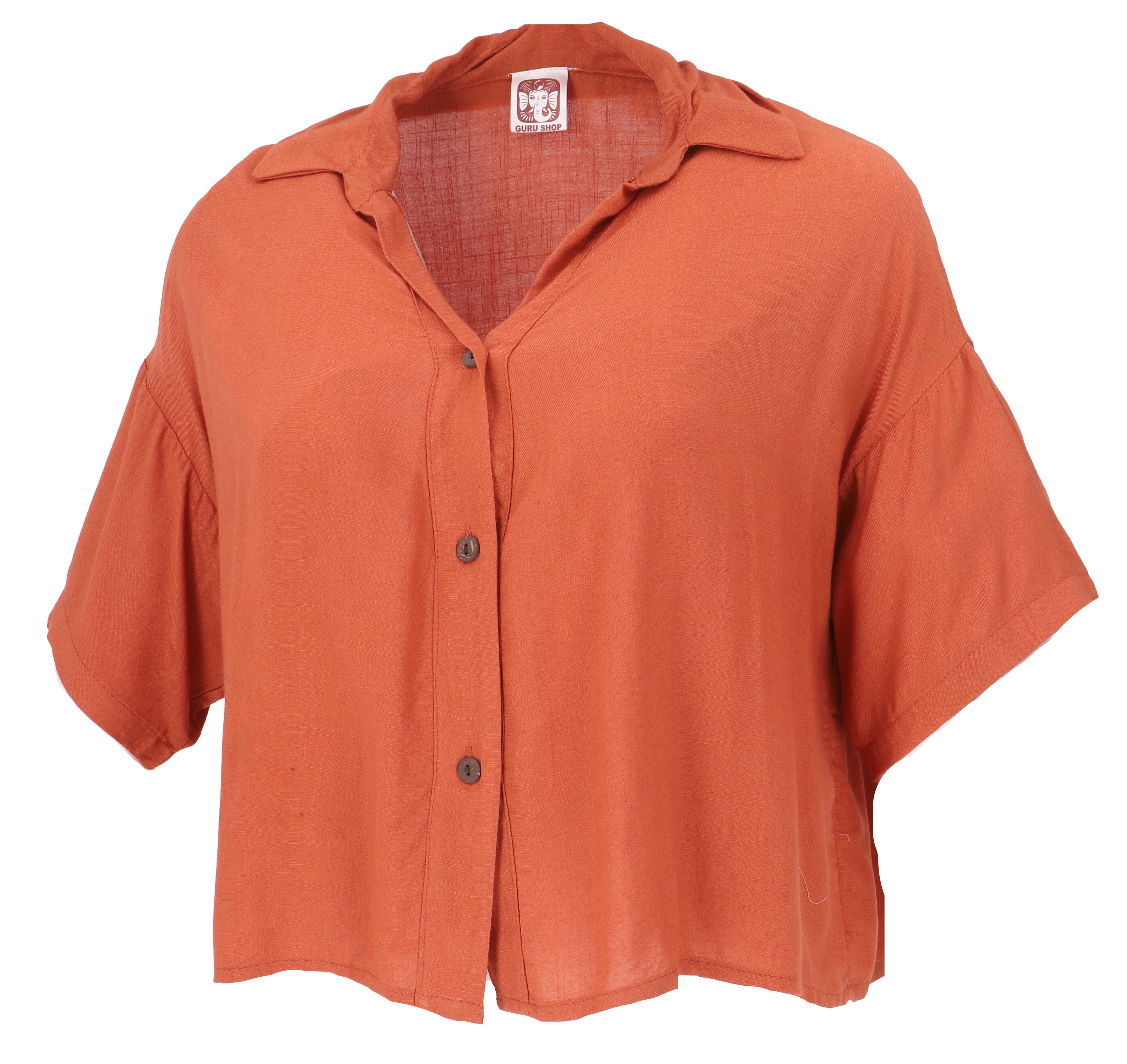 Guru-Shop Longbluse Boho Blusentop, Basic Kurzarmbluse, günstig online kaufen
