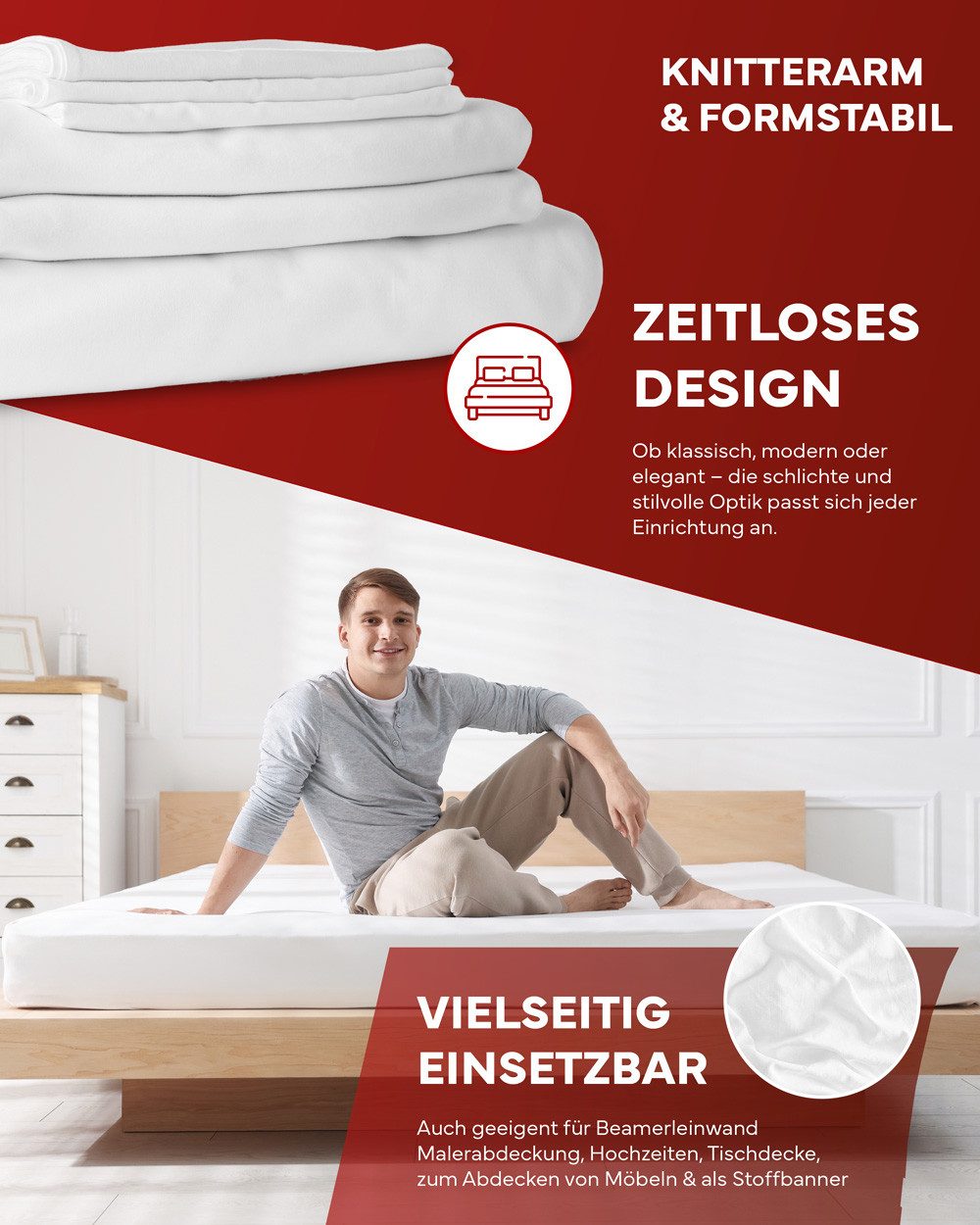 texpot Bettlaken Betttuch glatt weiß Baumwolle 175 Gramm ohne Gummizug, Gum günstig online kaufen