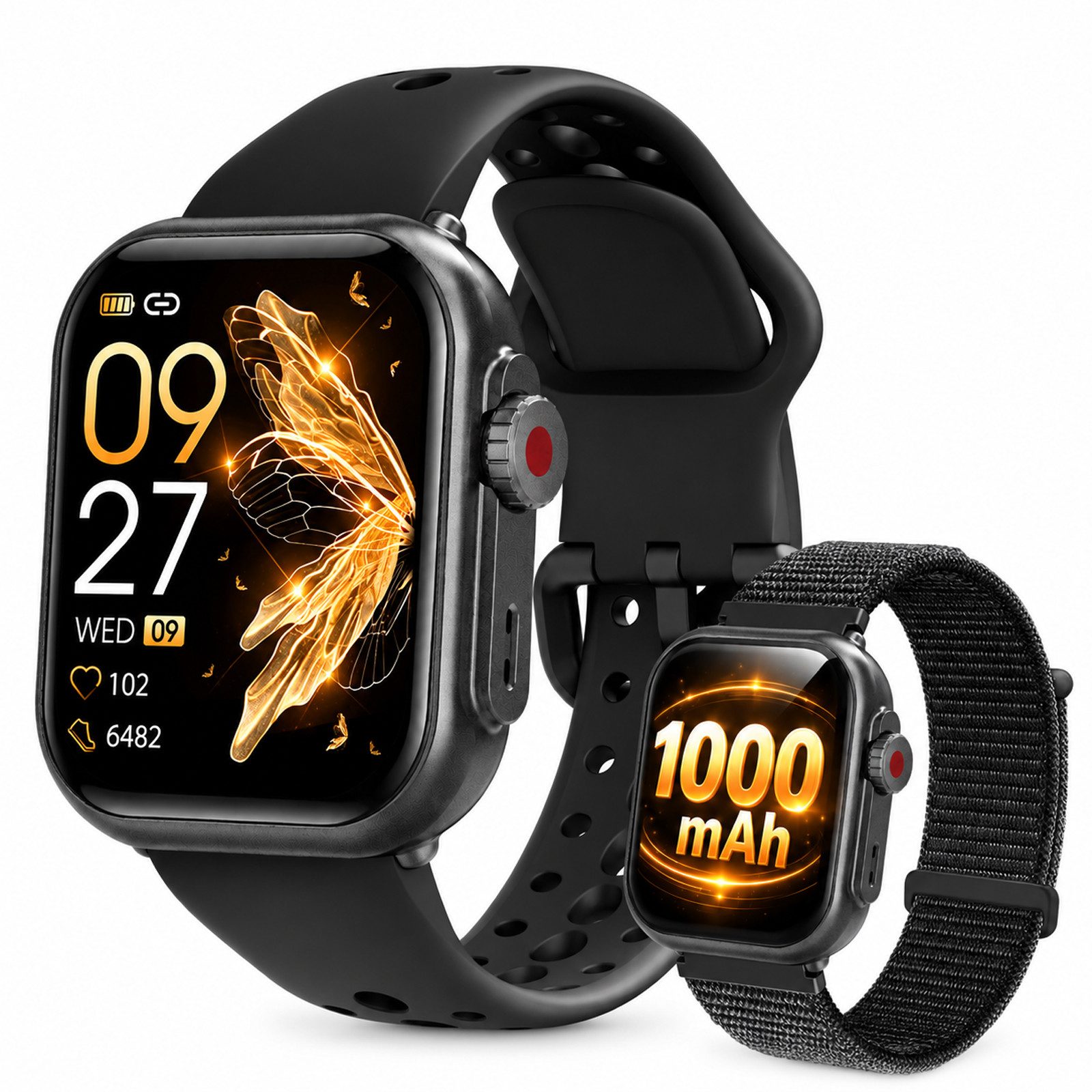 ANYSUN Smartwatch Damen Herren mit 1000mAh Akku, Smartwatch (4.65 cm/1,83 Zoll) Fitness Tracker Uhr für Damen Herren 30 Tage Ultralange Standby, 24H Telefonfunktion/Herzfrequenz/SpO2/Schlaf,100+Sportmodi Android iOS