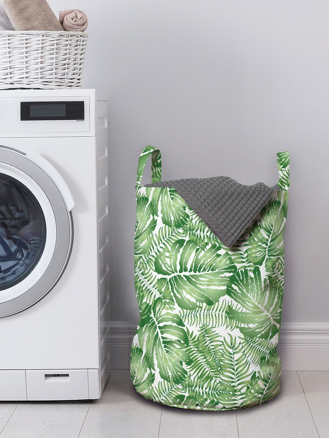 Wäschekorb Griffen mit Exotische Waschsalons, für Wäschesäckchen Palm Abakuhaus Kordelzugverschluss Zier Tropisch