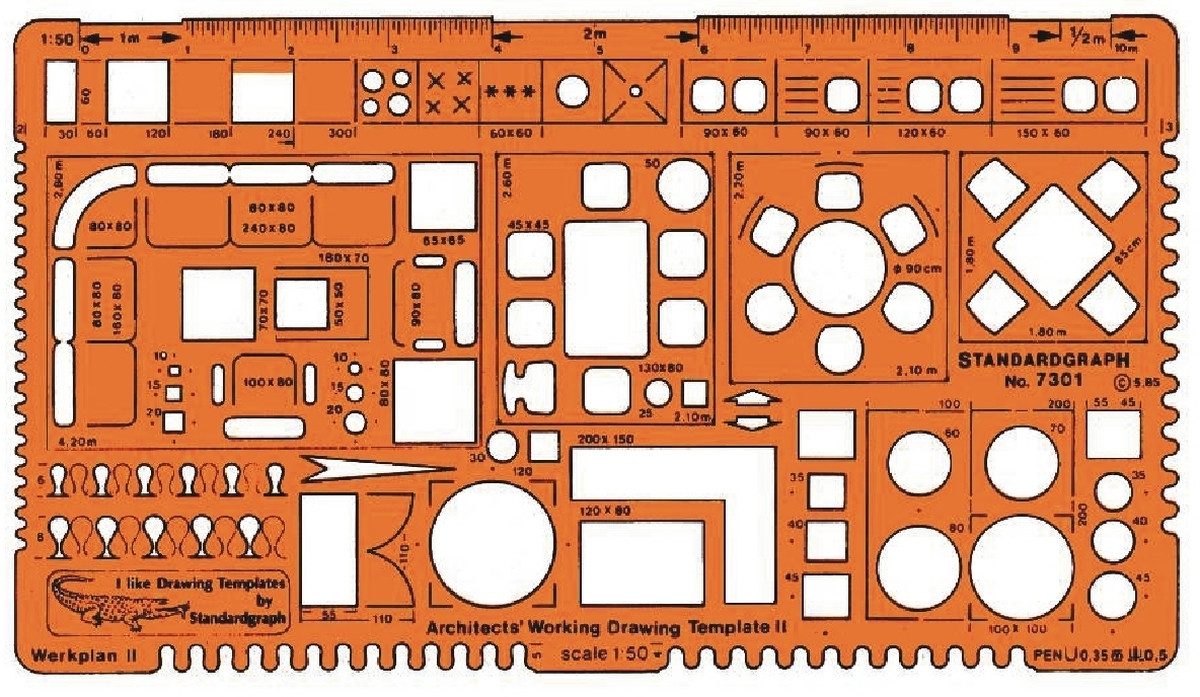 STANDARDGRAPH Zeichenschablone Zeichenschablone Architekt 2 1:50