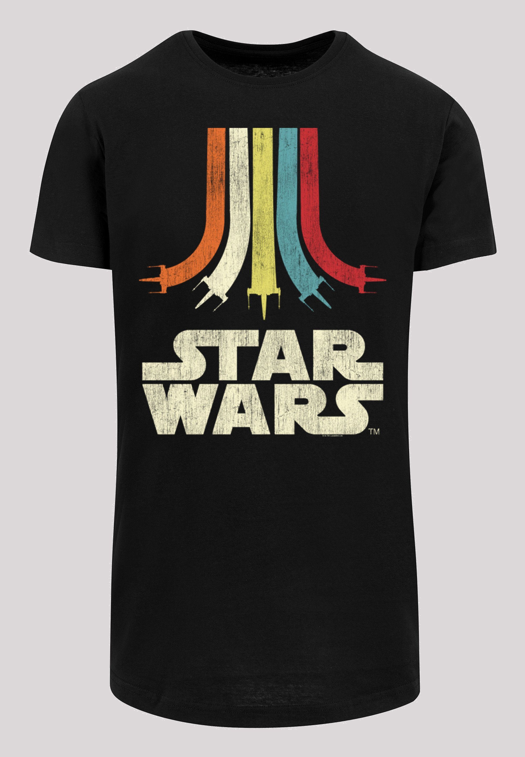 F4NT4STIC Kurzarmshirt Herren Star Wars Retro Rainbow -BLK with Shaped Long Tee (1-tlg)