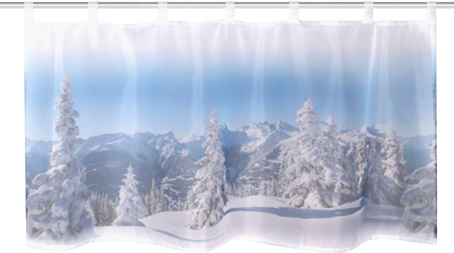 WINTERWONDERLAND Schlaufen Scheibengardine HOME WINTERWONDERLAND, transparent, Scheibengardine Voile, WOHNIDEEN, (1 St),