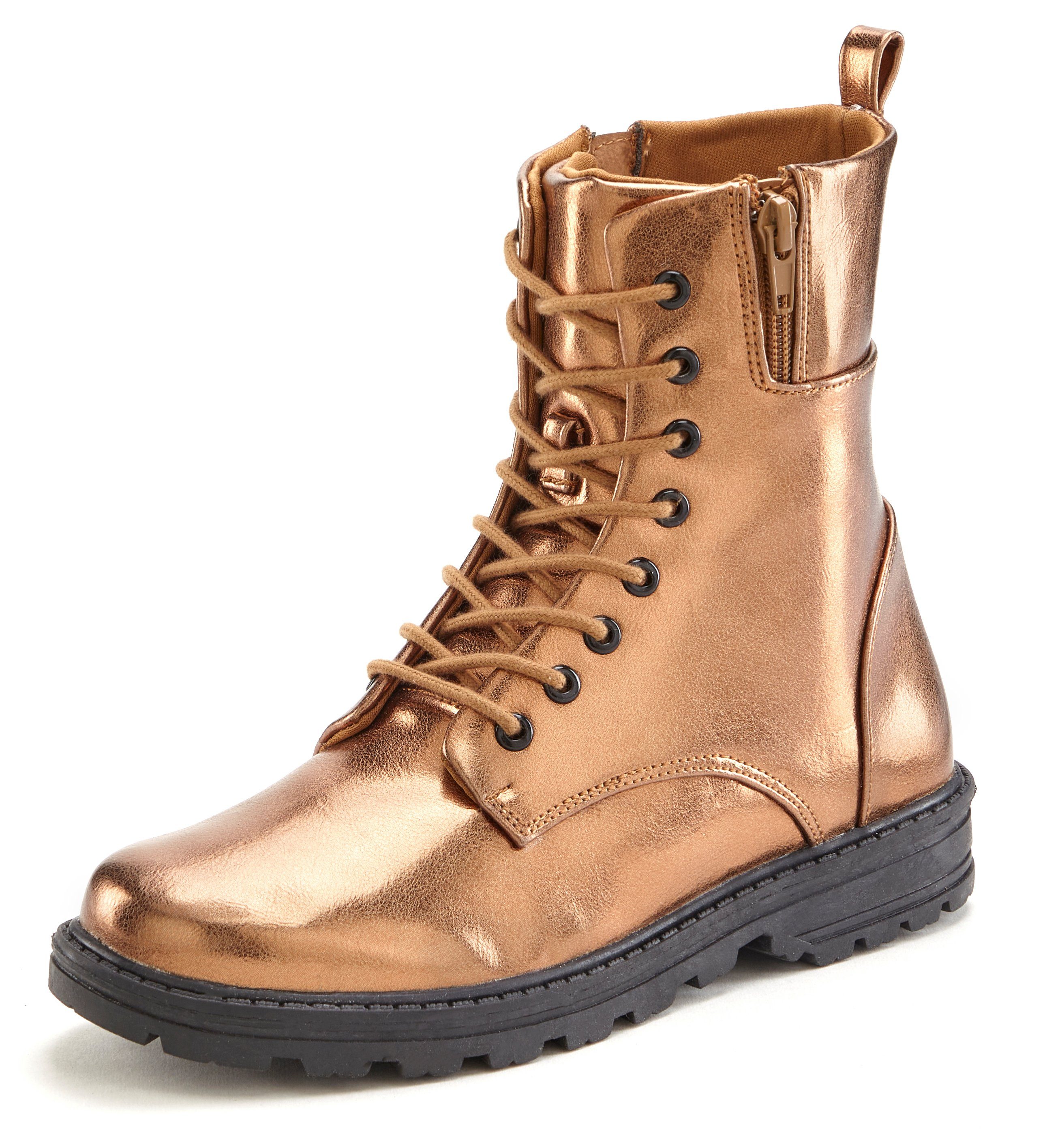 LASCANA Stiefelette im angesagten Metallic-Look, Stiefel, Boots VEGAN