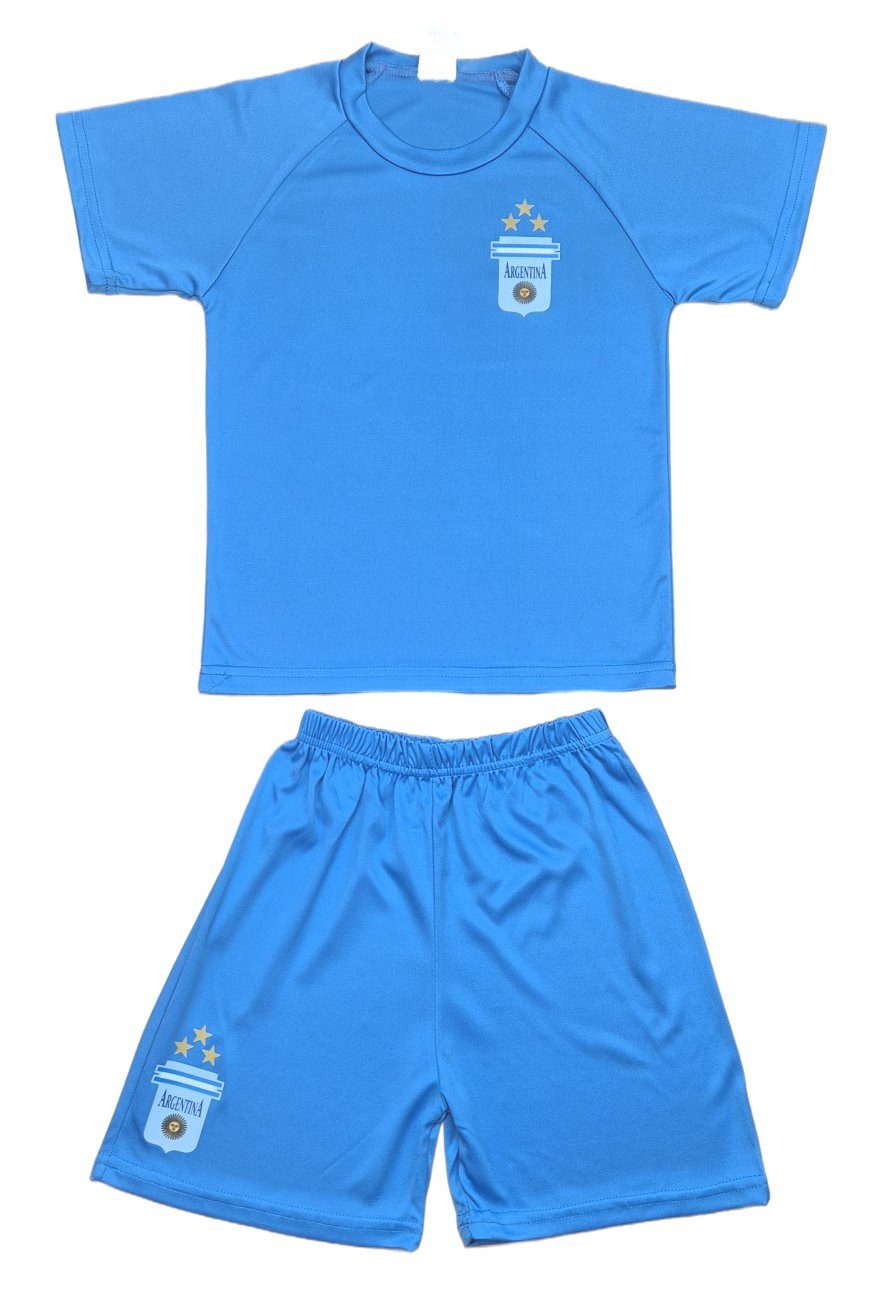 Fashion Boy Fußballtrikot Fußball Fan Set Argentinien Trikot + Shorts personalisierbar, JS05e (Set)