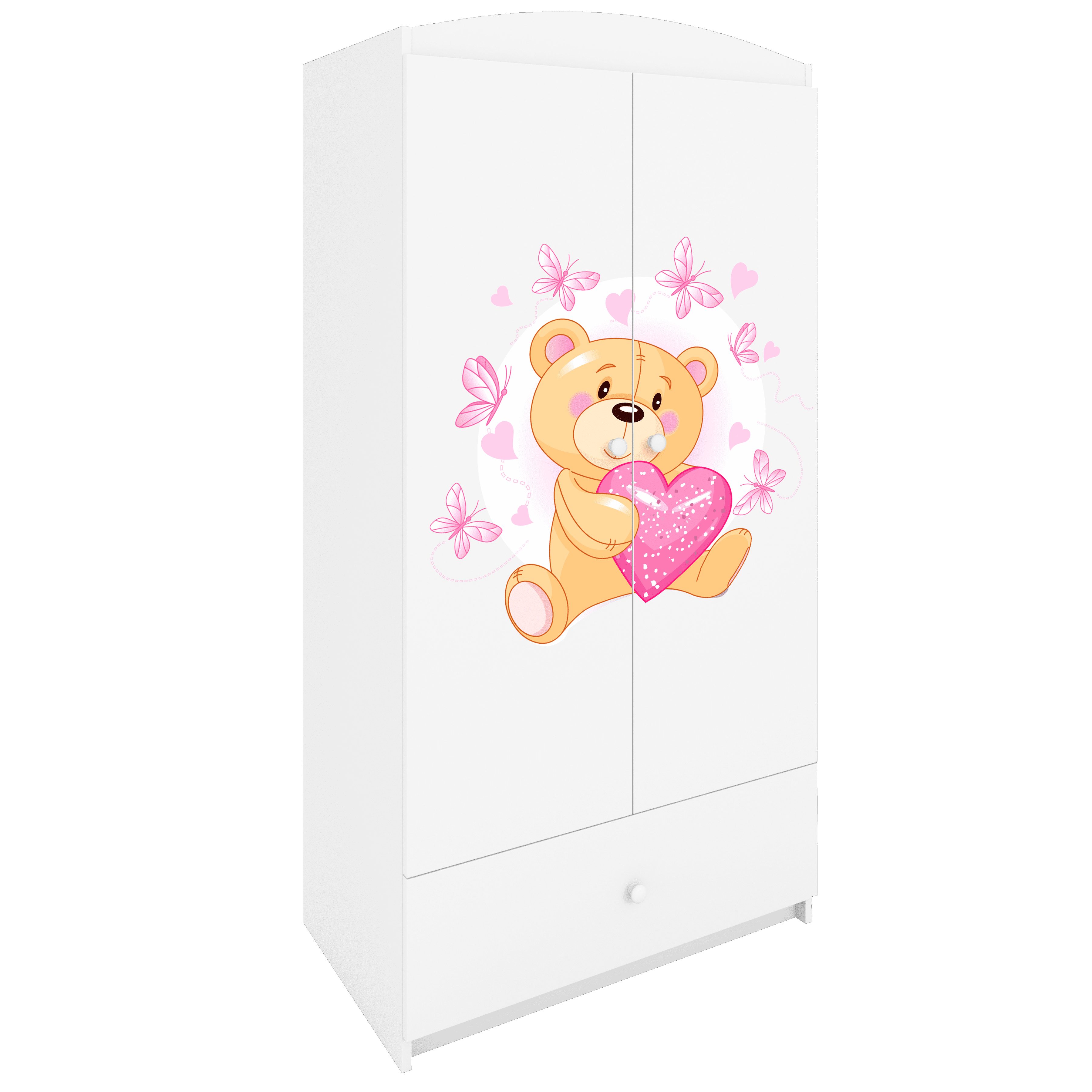 Raumhirsch Furniture Kinderkleiderschrank mit liebevollen Motiven - Kleiderschrank für Kinder (Kinderzimmerschrank für Mädchen, Mit Ablagefächern & Kleiderstange) hochwertige Verarbeitung, sanfte Farben, verschiedene Designs
