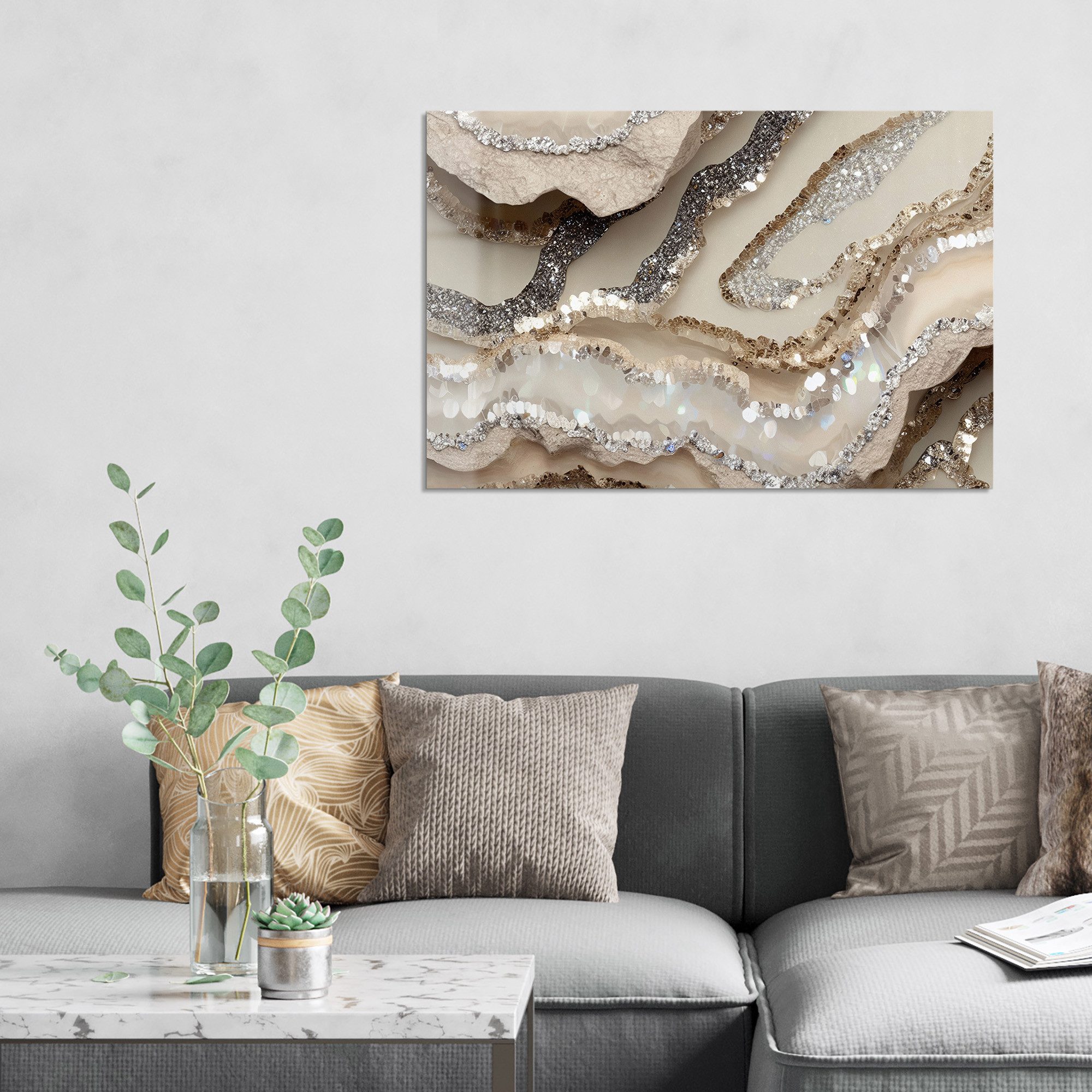 DEQORI Glasbild 'Funkelnde Steinpracht', 'Funkelnde Steinpracht', Glas Wandbild Bild schwebend modern