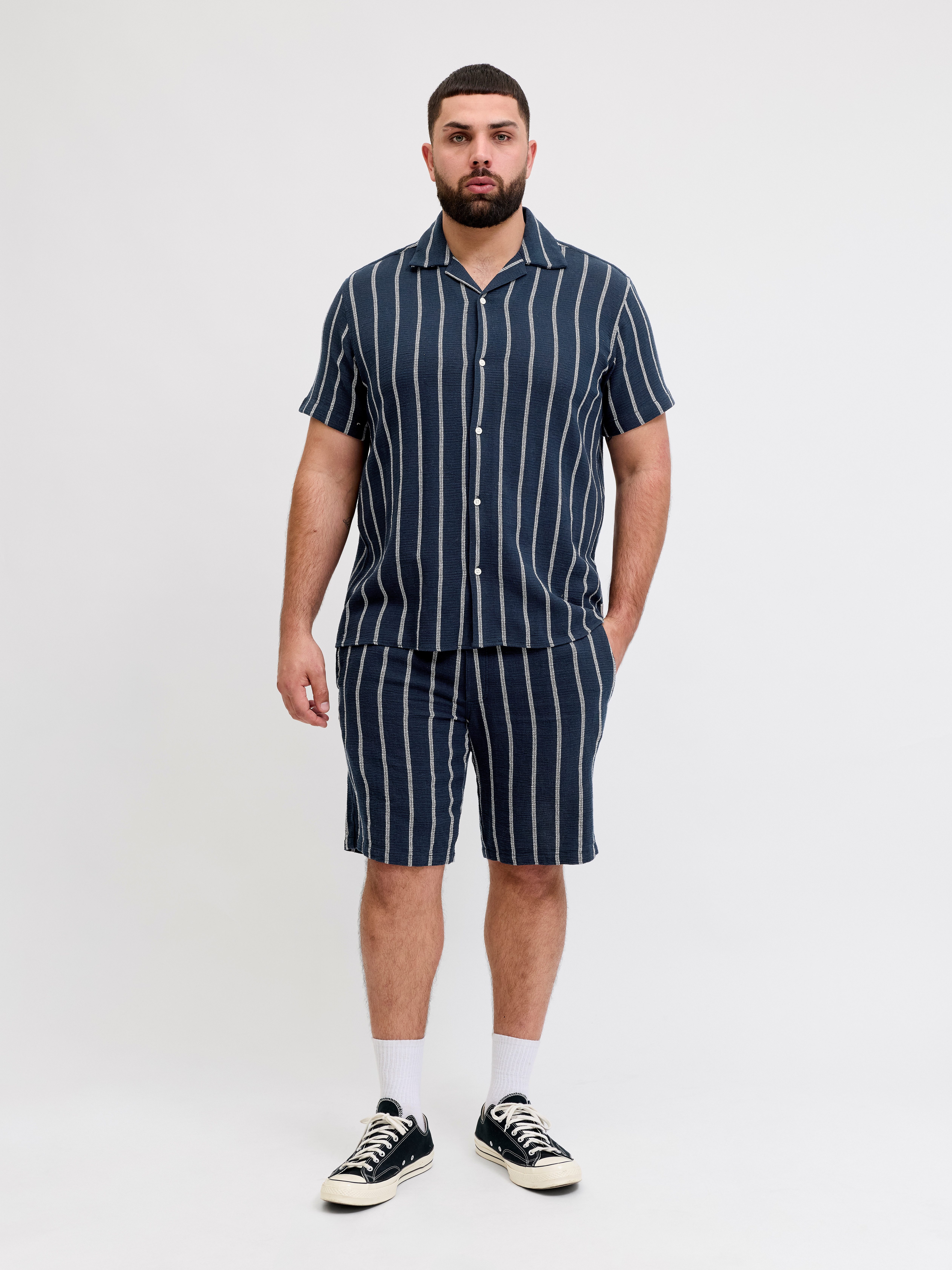 Jack & Jones PlusSize Sweatshorts JPSTJAIDEN COBA STRIPE JOG SHORT SN PLS – Bild 4 von 5