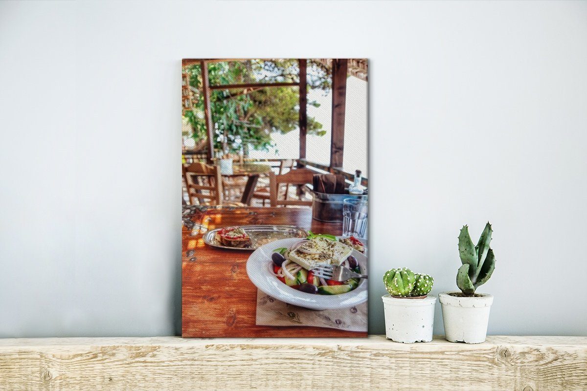 Griechischer 20x30 Salat (1 Leinwandbild inkl. bespannt Gemälde, Leinwandbild Strand, St), cm OneMillionCanvasses® am fertig Zackenaufhänger,