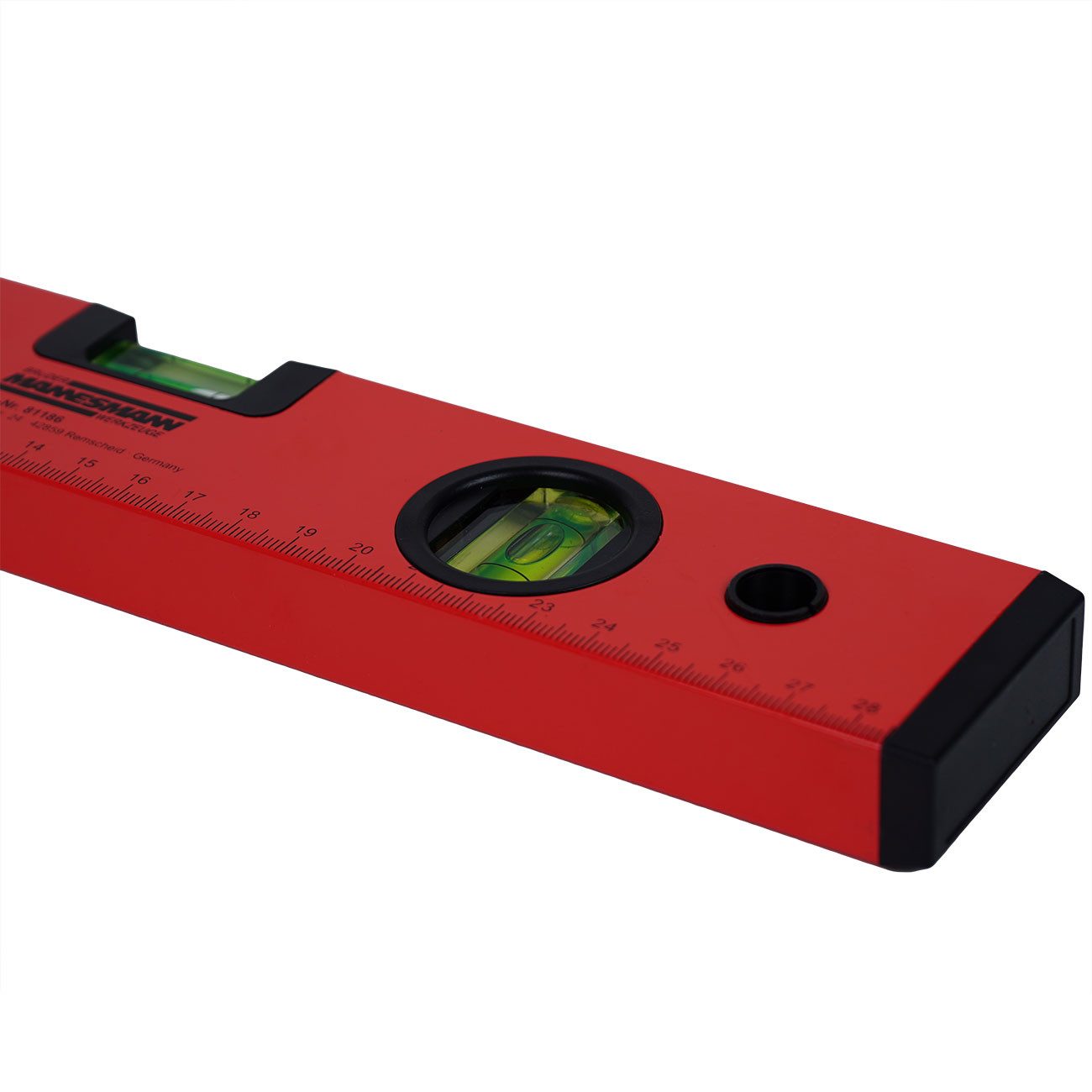 Brüder Mannesmann Werkzeuge Wasserwaage Robuste 30cm Wasserwaage (rot/schwarz) mit 3 Libellen für Heimwerker, Ideall für den Möbelbau und weitere handwerkliche  – Bild 4 von 5