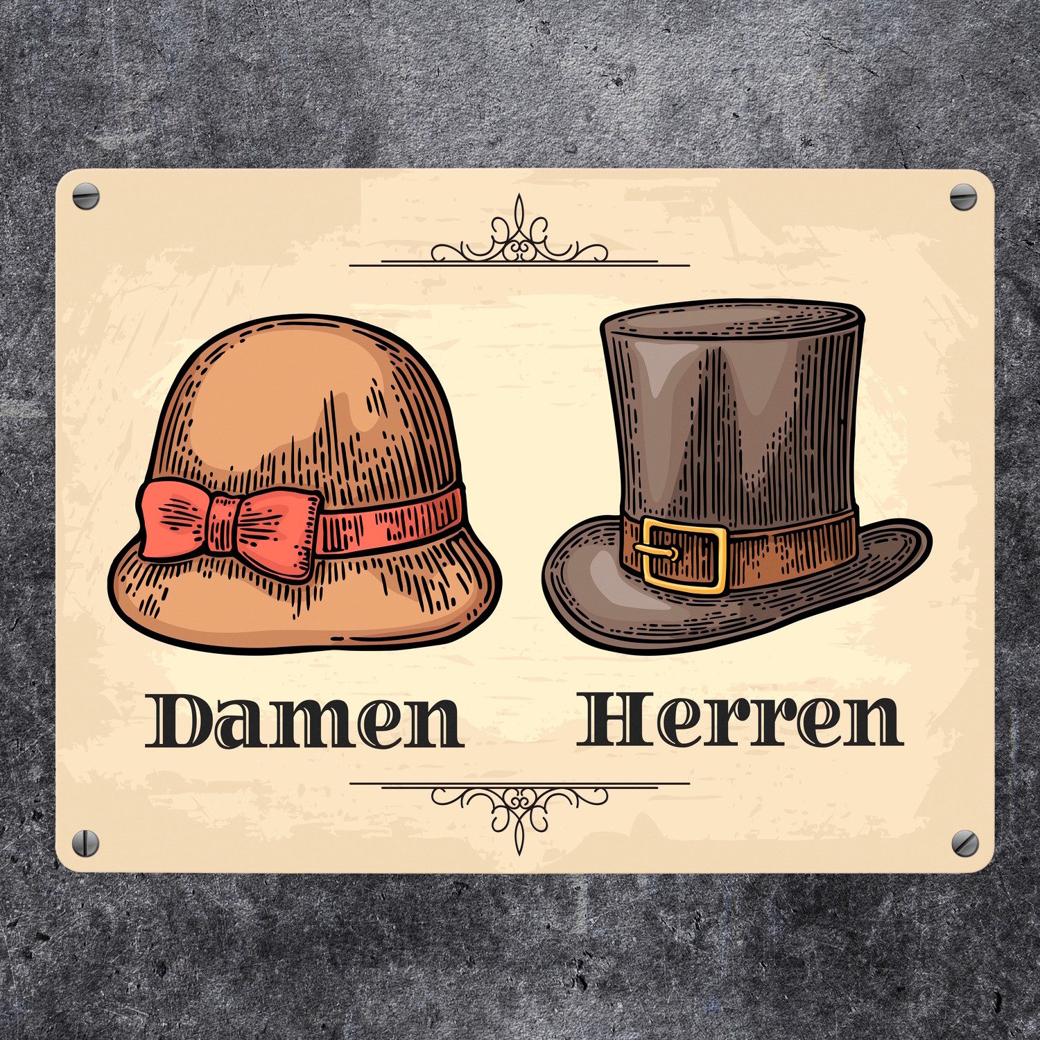 speecheese Metallschild Damen und Herren WC Toiletten Schild im Vintage Sty günstig online kaufen
