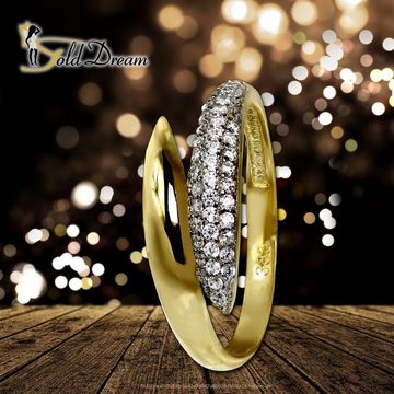 GoldDream Goldring GoldDream Gold Ring Loop Gr.58 Zirkonia (Fingerring), Damen Ring Loop aus 333 Gelbgold - 8 Karat, Farbe: gold, weiß