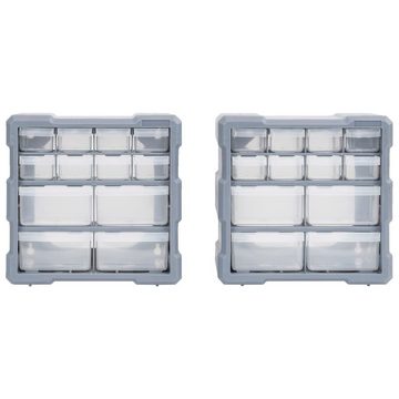 vidaXL Werkzeugbox Multi-Schubladen-Organizer 2 Stk. 12 Schubladen 26,5x16x26 cm (1 St)