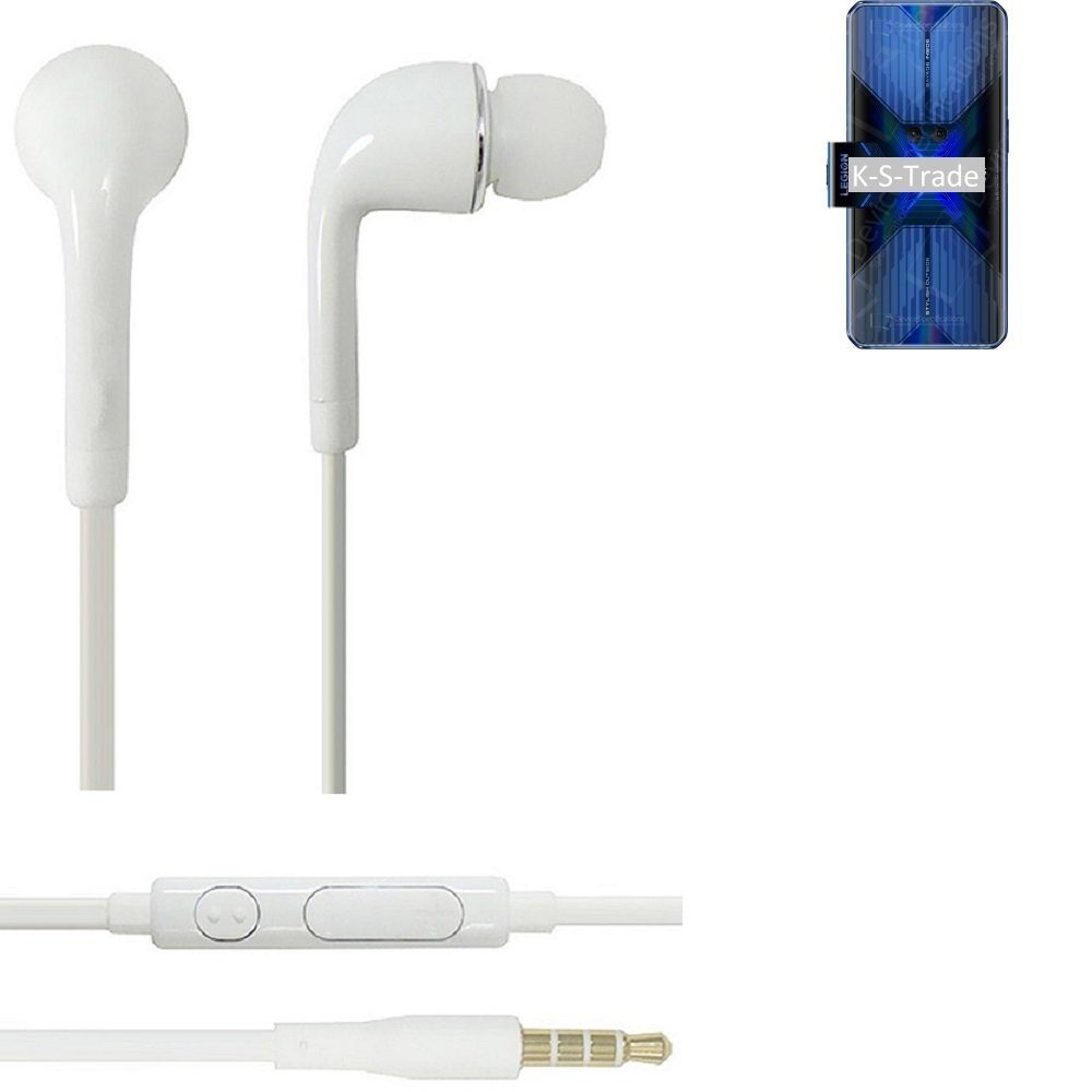 K-S-Trade für Lenovo K12 Note In-Ear-Kopfhörer (Kopfhörer Headset mit Mikrofon u Lautstärkeregler weiß 3,5mm)