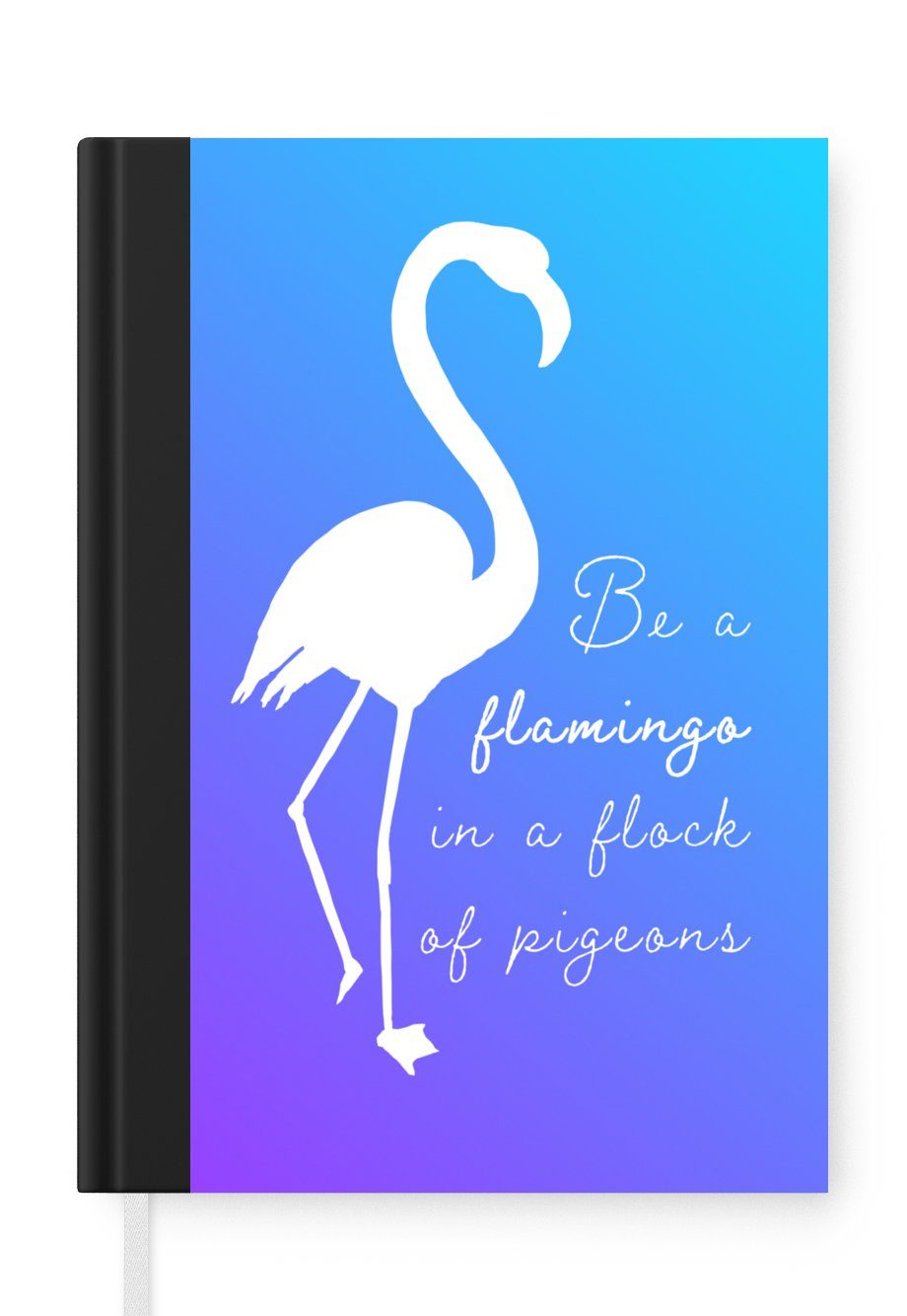 MuchoWow Notizbuch Blau - Weiß - Flamingo, Journal, Merkzettel, Tagebuch, Notizheft, A5, 98 Seiten, Haushaltsbuch