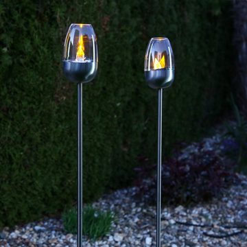 MARELIDA LED Gartenfackel LED Solar Gartenfackel H: 110cm flackernd Wegleuchte Solarleuchte 1St., LED Classic, amber
