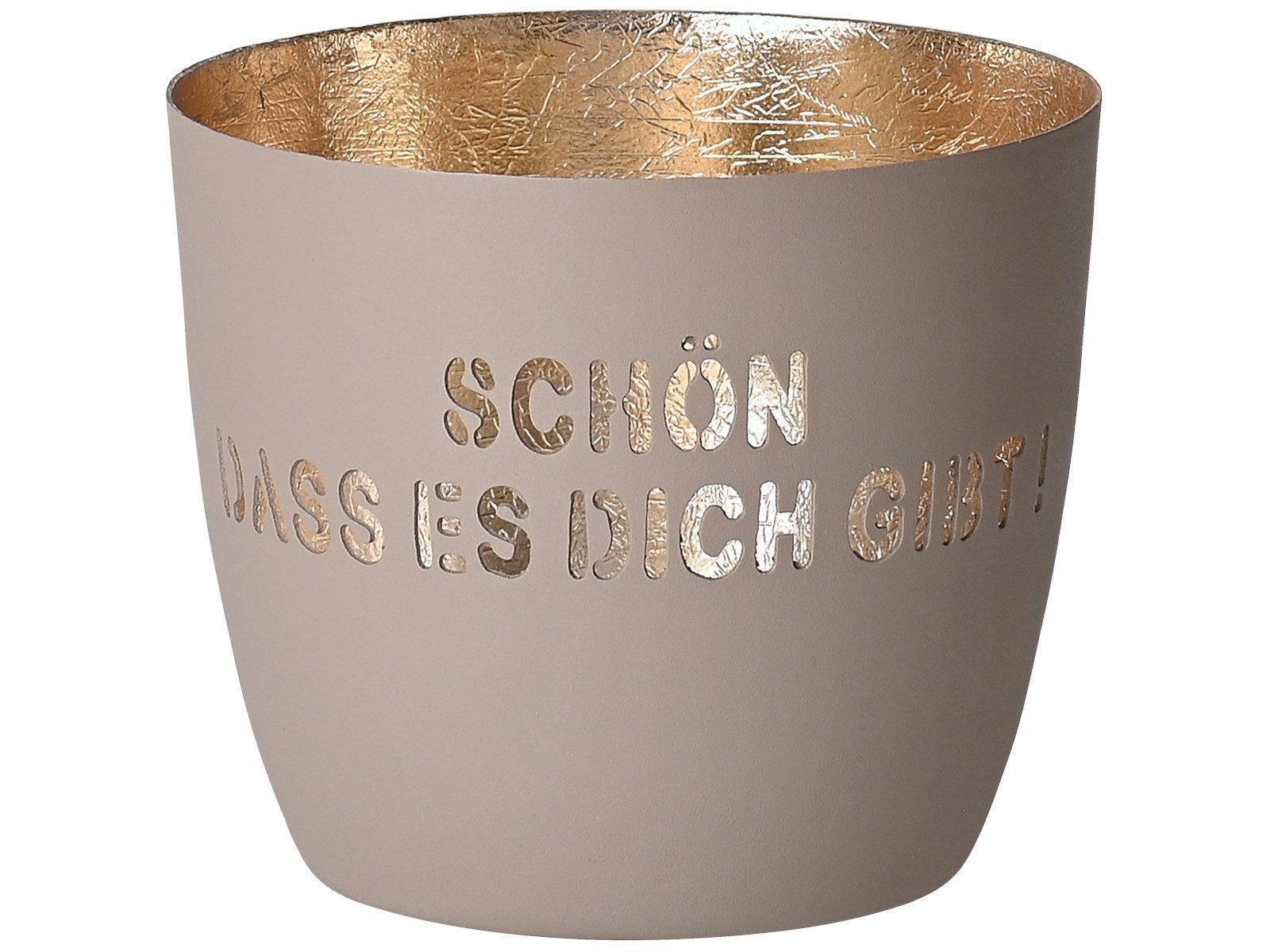 Giftcompany Windlicht Madras Windlicht M Schön dass es Dich gibt sandstone/gold 8,5cm