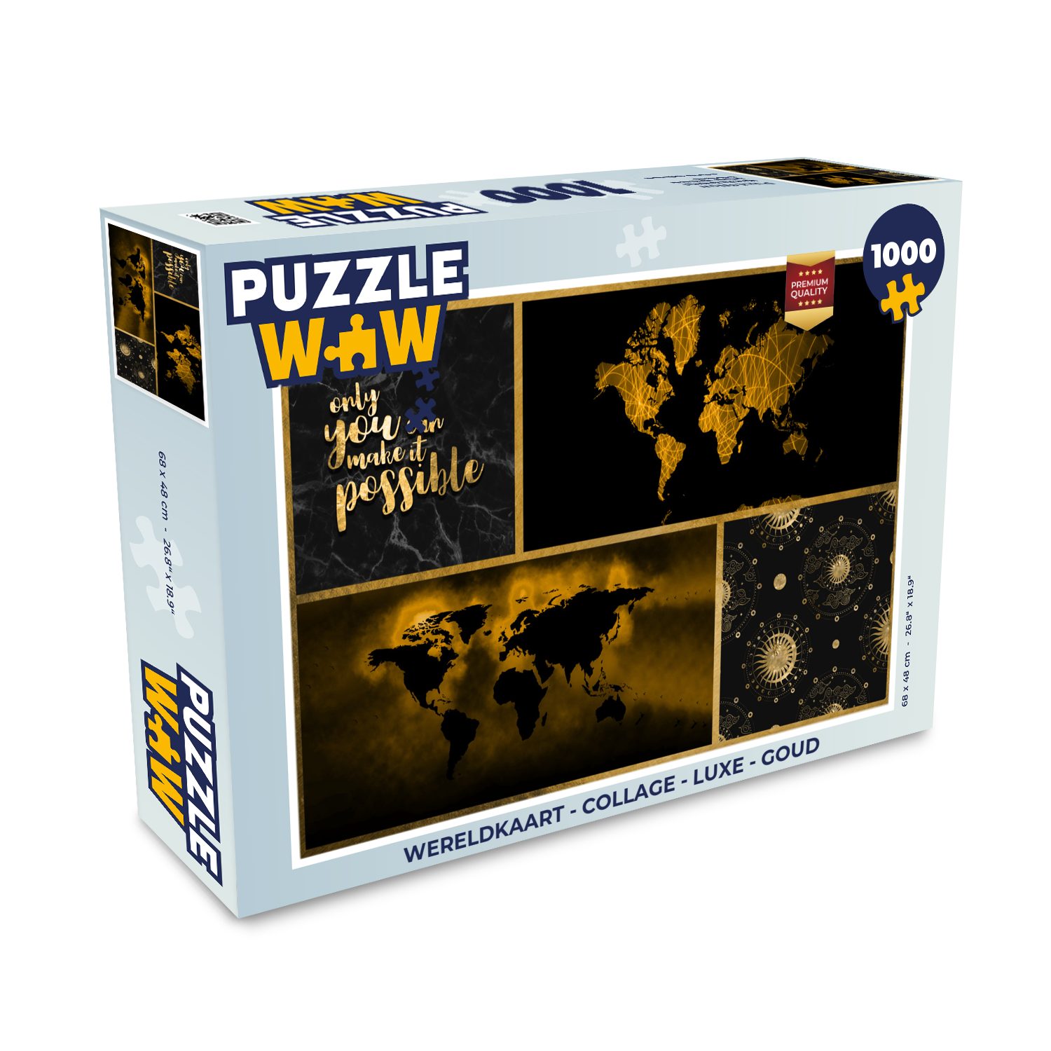 MuchoWow Puzzle Weltkarte - Collage - Luxus - Gold, 1000 Puzzleteile,  Foto-Puzzle, Bilderrätsel, Puzzlespiele, Klassisch