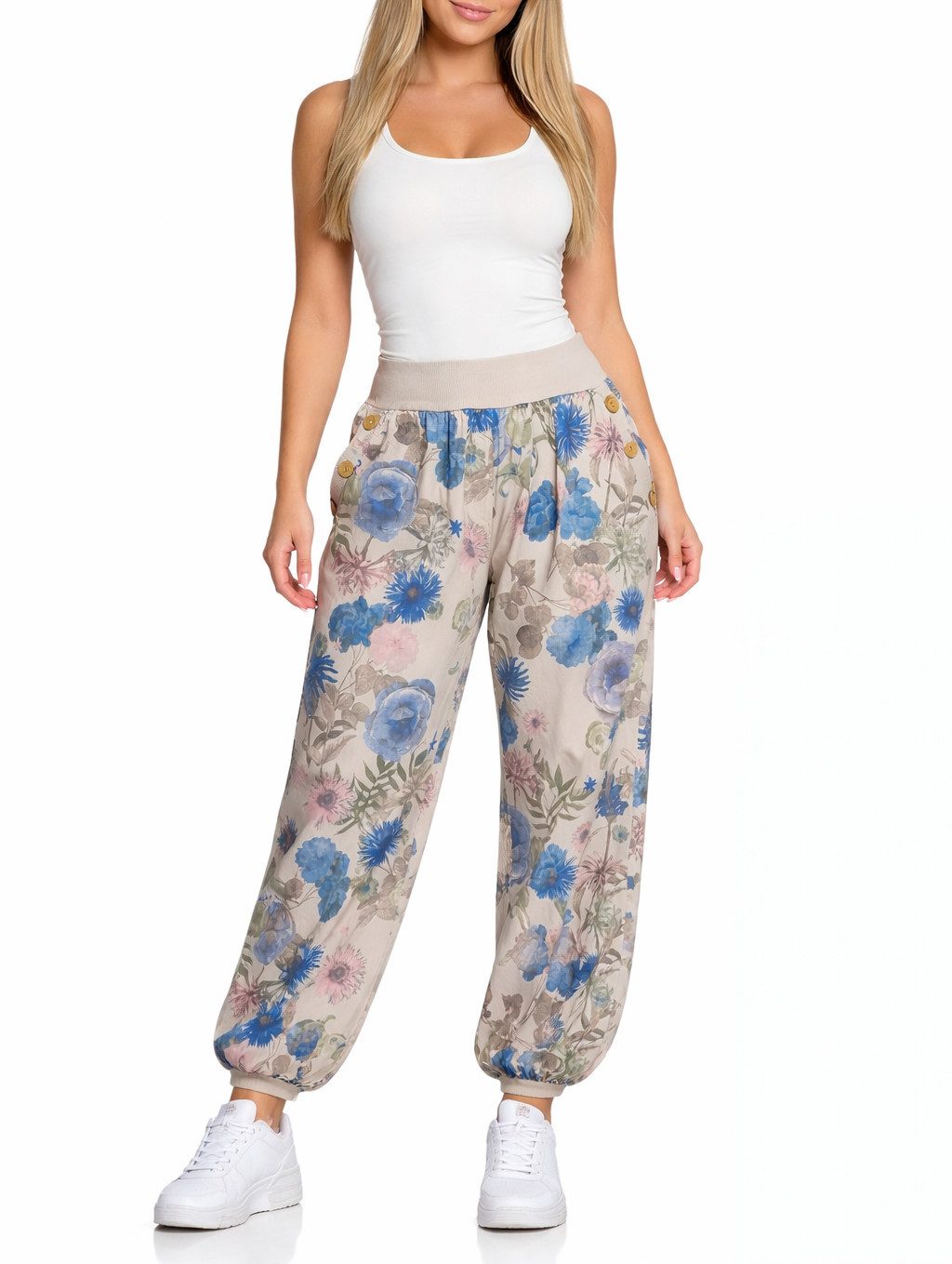 Mississhop Haremshose Baumwollhose Damenhose Aladinhose Blumenprint Sommerhose M. 277 (1-tlg)