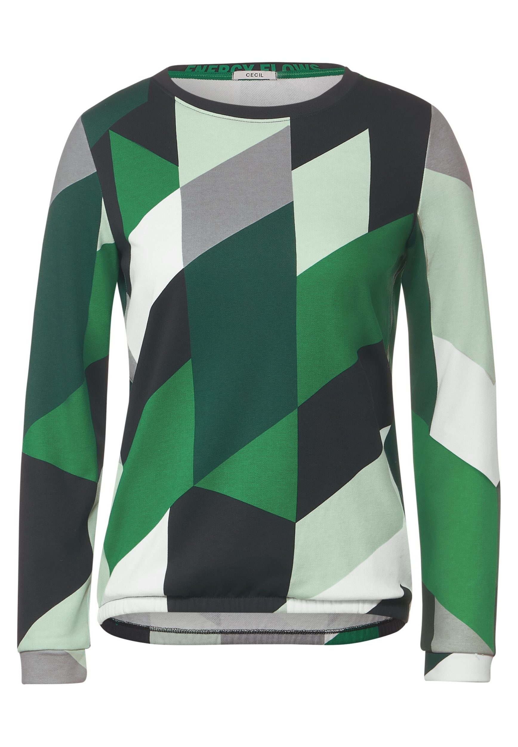 Cecil T-Shirt Geometric easy green Terry Shirt