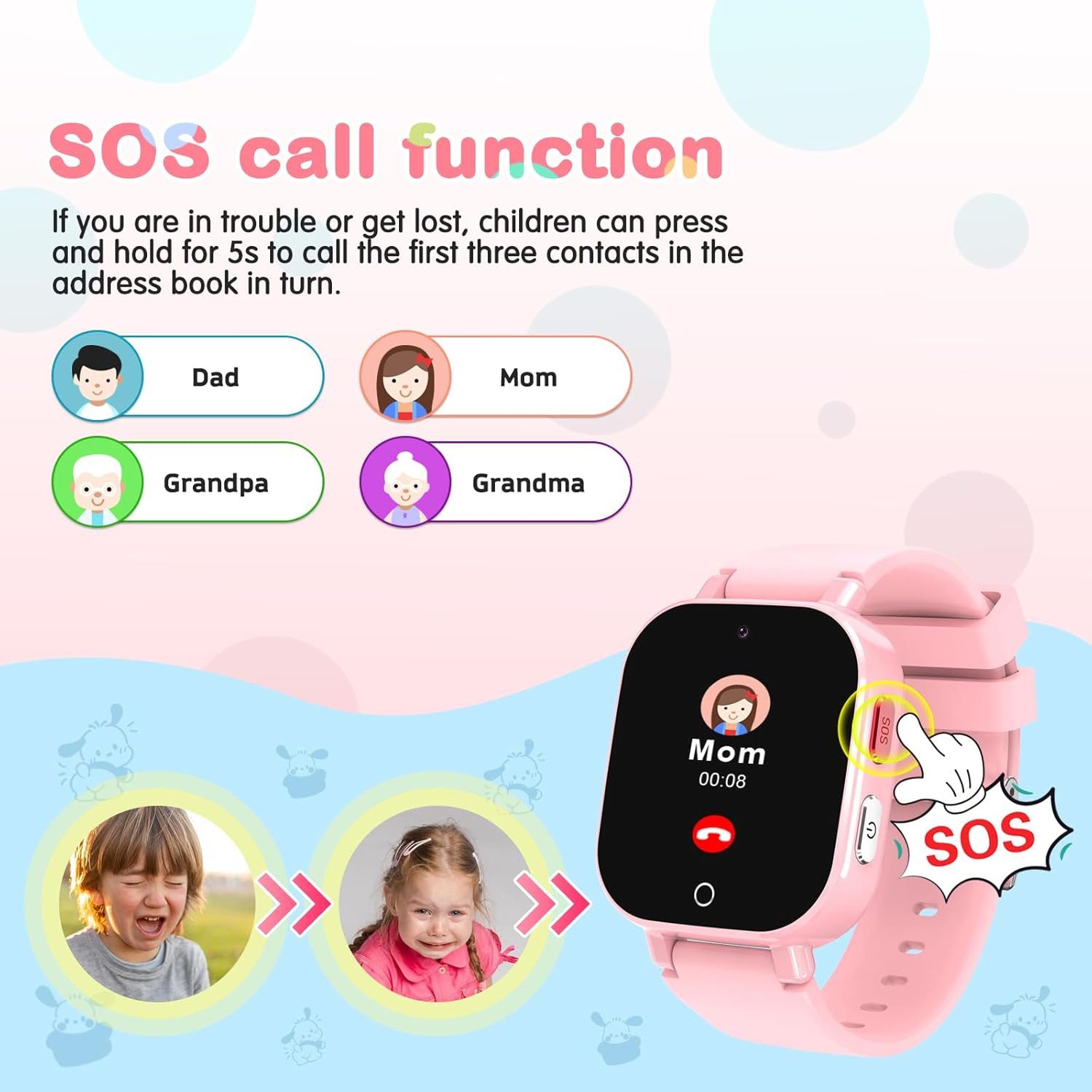 CATGIFF Smartwatch (2,5 cm, sim-karte), Kinder Smartwatch mit sicheren Funktionen