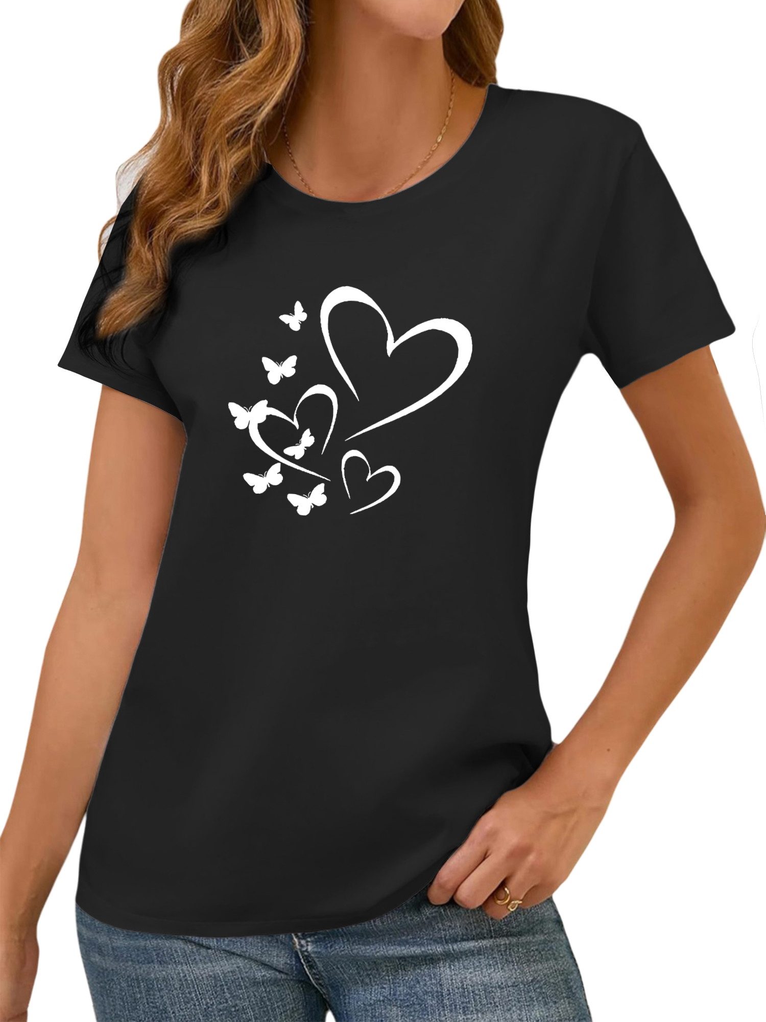 PYL Rundhalsshirt Damen Sommer Casual T-Shirt günstig online kaufen