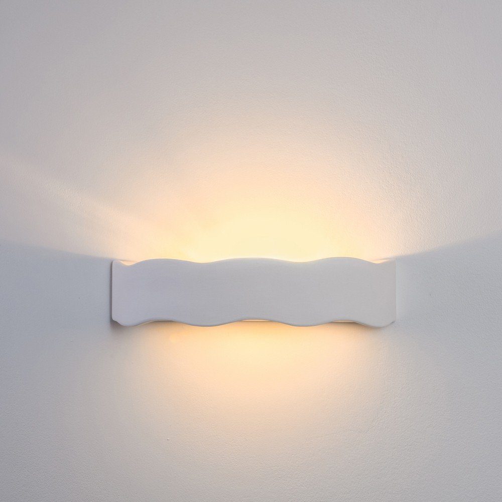 Wandleuchte Wandlampe mit Leuchtmittel, Weiß, Farben bemalbar Fassung, 1xE27, & in Innen »Cavazzo« mit Up hofstein ohne aus Keramik Down-Effekt,