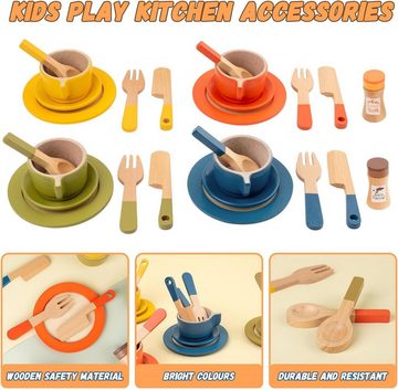Coonoor Kinder-Küchenset Holzspielzeug, Geschirr(Set, 24-tlg), (24-tlg)