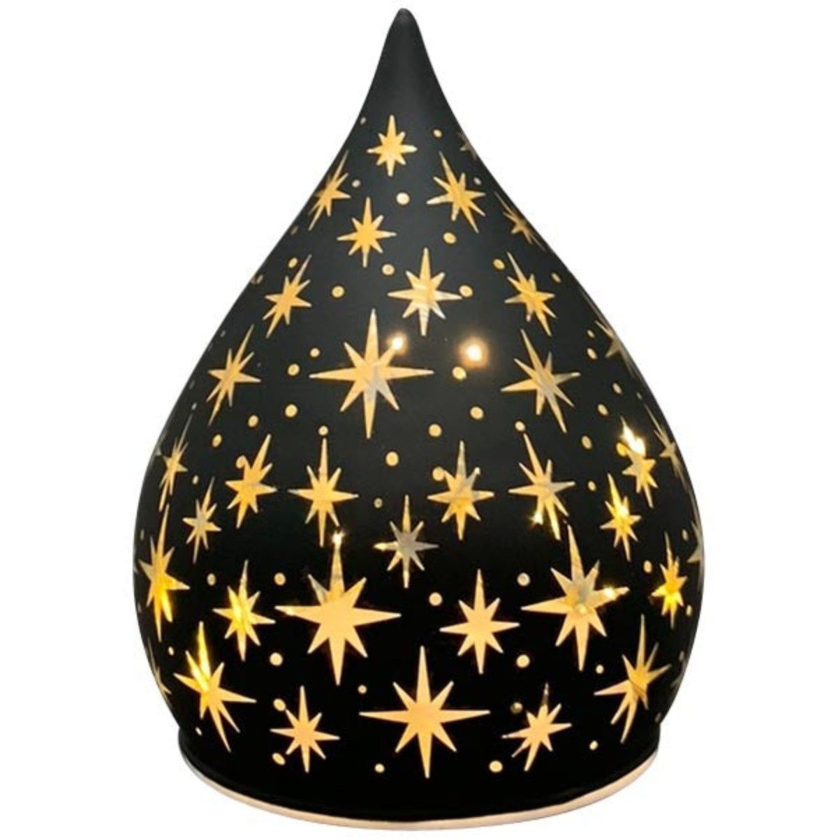 finehomegarden Dekoobjekt LED Glastropfen Licht Lumière Leuchte Glas Sterne (1 St), schwarz/gold mit Timer H12cm+15cm Weihnachten 2Größen wählbar