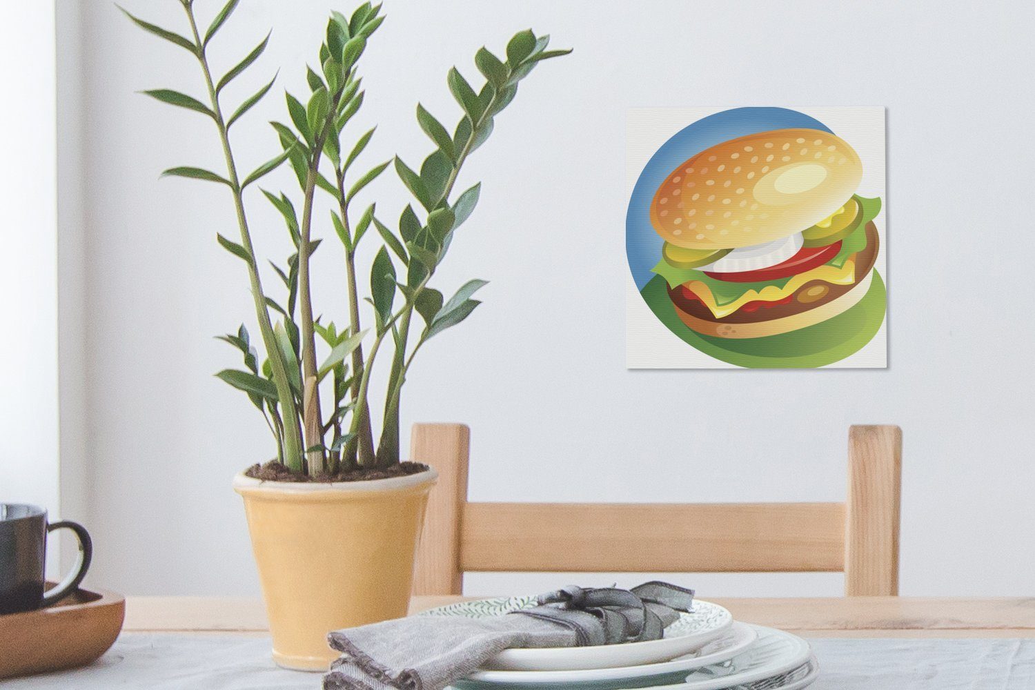 (1 für Leinwandbild vollen Schlafzimmer Leinwand Illustration Hamburgers, St), Wohnzimmer eines OneMillionCanvasses® Eine Bilder