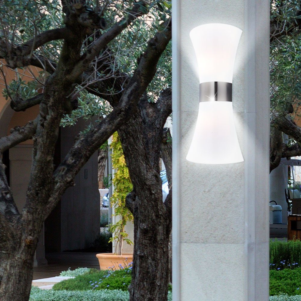 etc-shop Außen-Wandleuchte, Außen Beleuchtung Wand Leuchte Edelstahl LED Warmweiß, Lampe Leuchtmittel inklusive, Garten Design