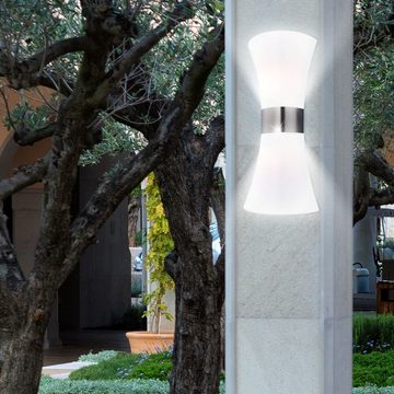 etc-shop Außen-Wandleuchte, Leuchtmittel inklusive, Warmweiß, LED Außen Wand Lampe Edelstahl Leuchte Garten Design Beleuchtung