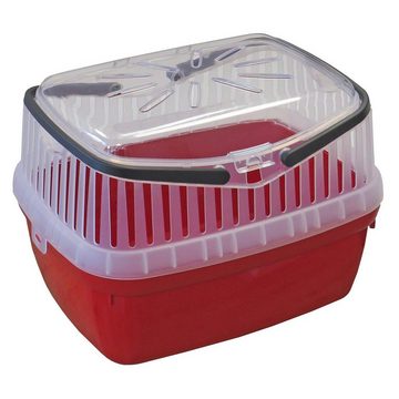 PETGARD Tiertransportbox 2er Sparpack Transportbox für Kleintiere, wie Hamster, Meerschweinchen, Kaninchen usw. Rot + Grau