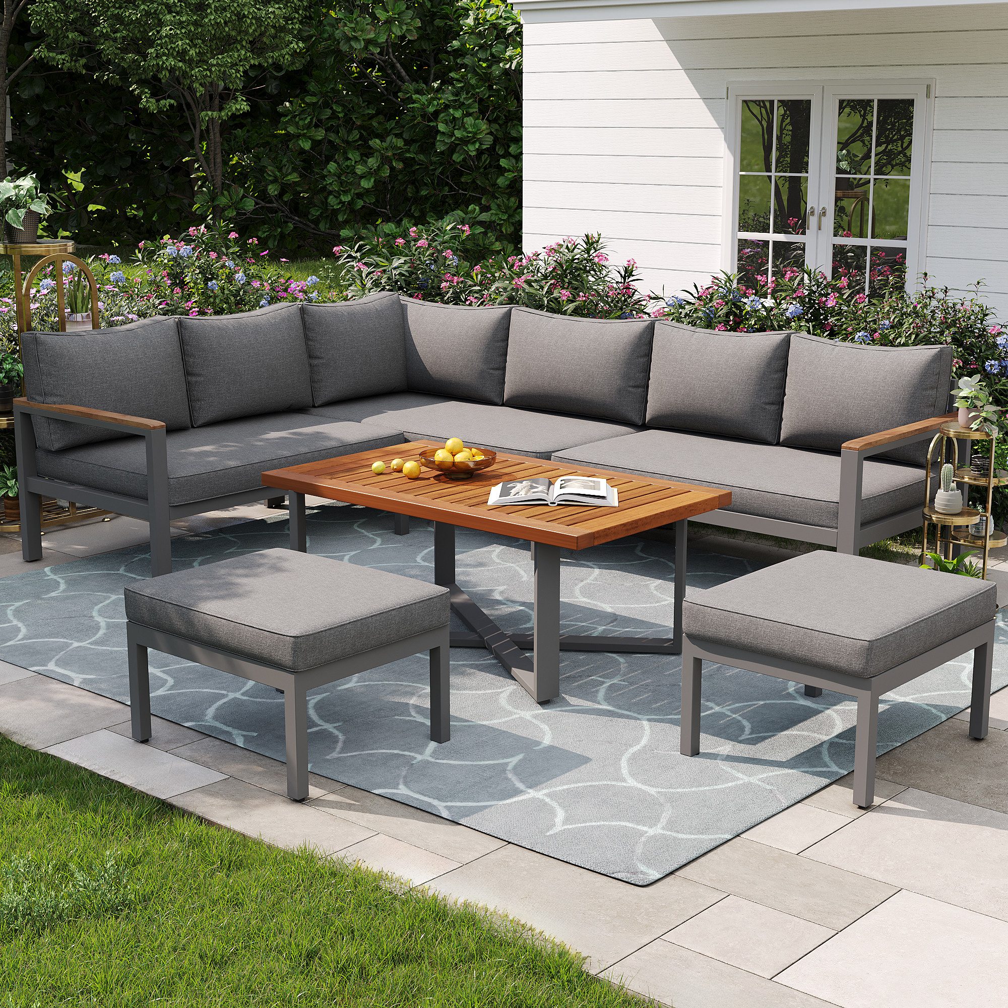 HAUSS SPOLE Gartenlounge-Set 3 Sofas, 1 günstig online kaufen