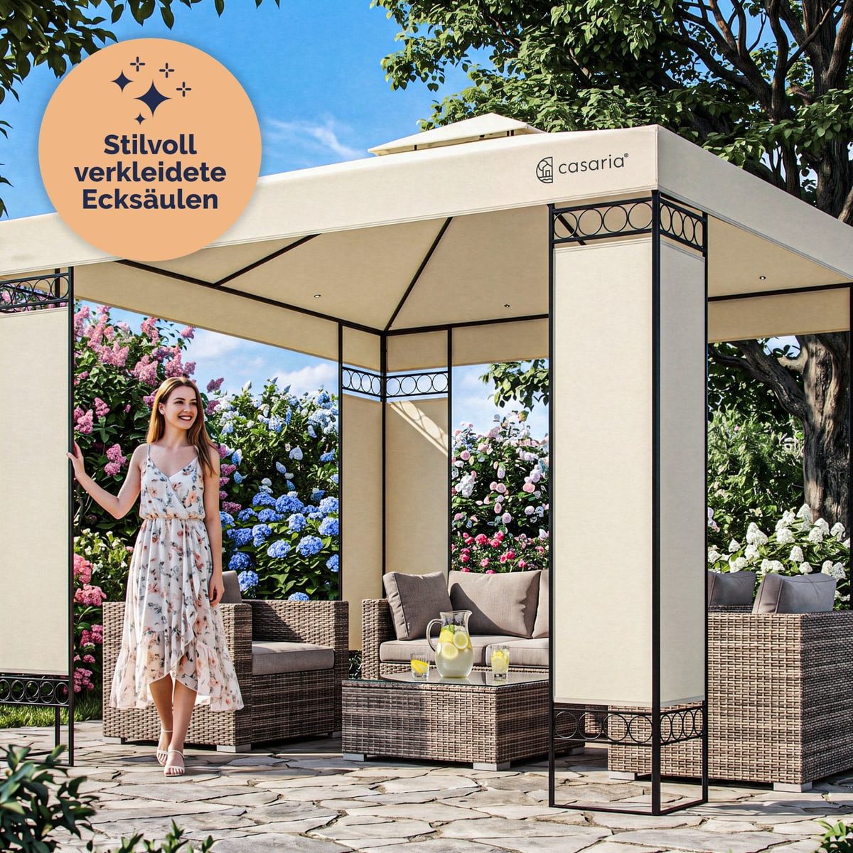 Casaria Pavillon Lorca, 3x3m UV-Schutz 50+ Wasserabweisend Stabil Robust Metall