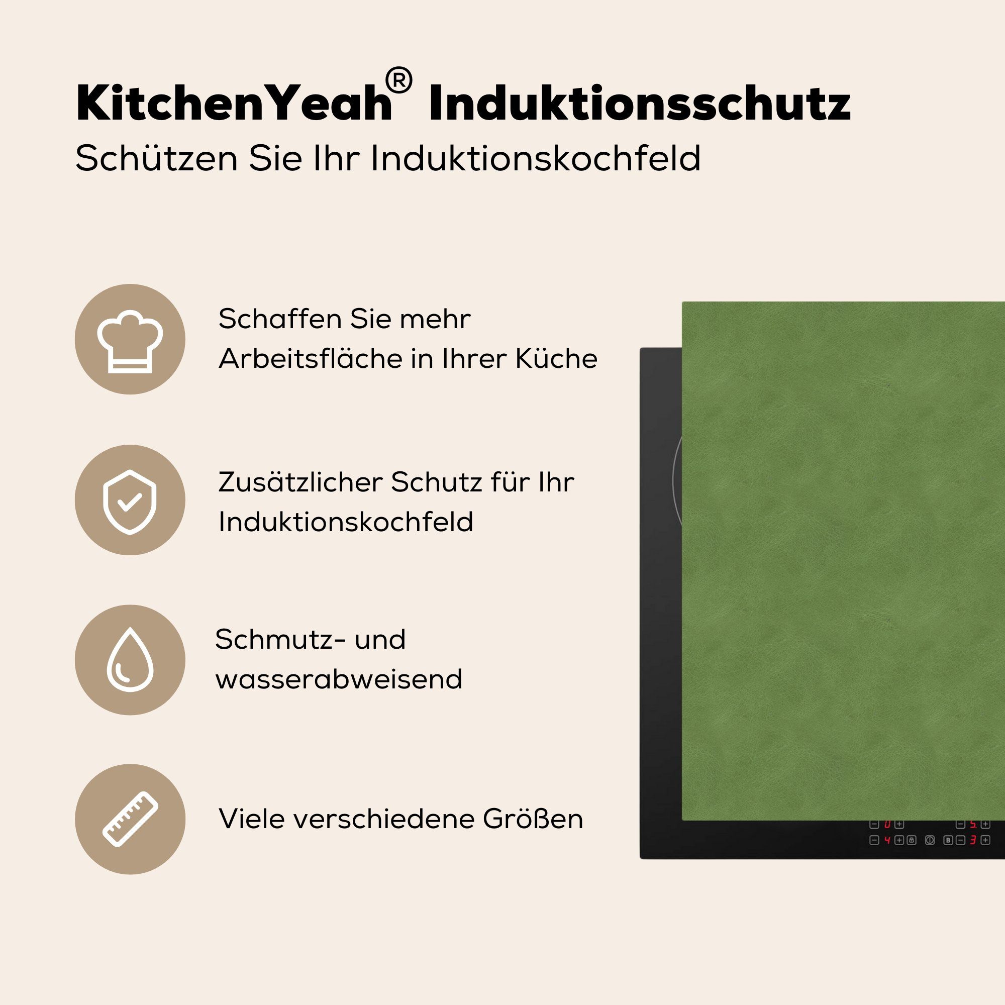 58x51 Textur Leder Vinyl, Dekoration Induktionskochfeld cm, Herdblende-/Abdeckplatte - MuchoWow tlg), für (1 - Induktionsherd, Küchen Tierhaut,